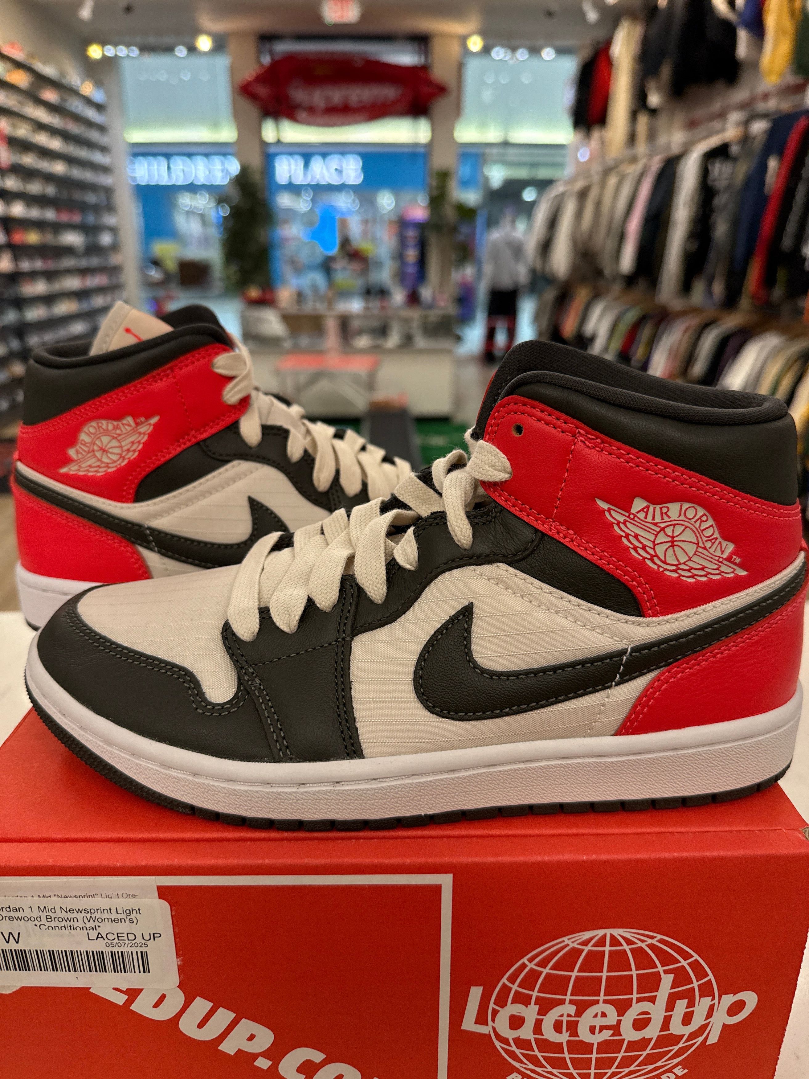 Jordan 1 Mid Newsprint Light Orewood Brown (Women's) *Condit