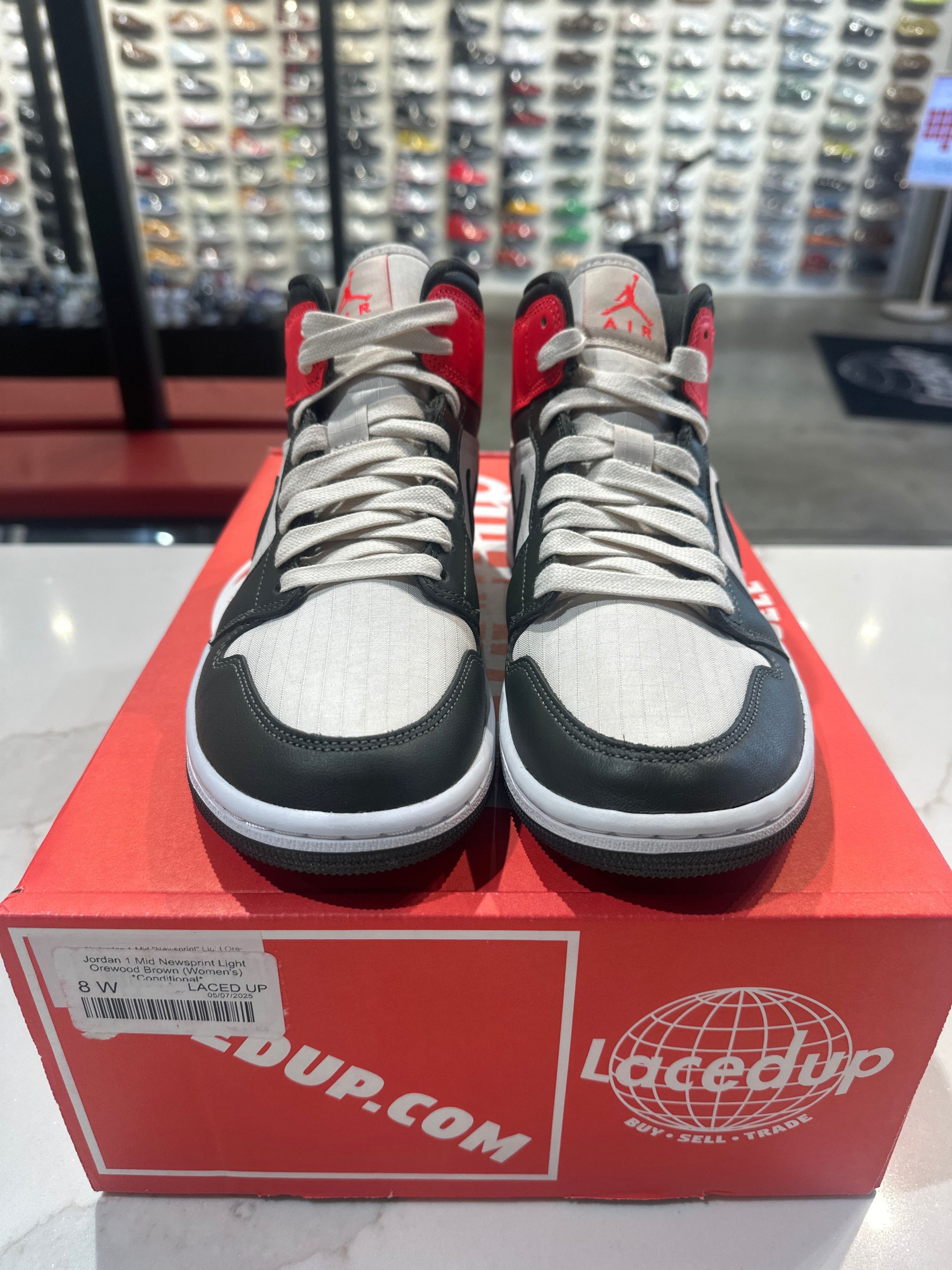 Jordan 1 Mid Newsprint Light Orewood Brown (Women's) *Condit