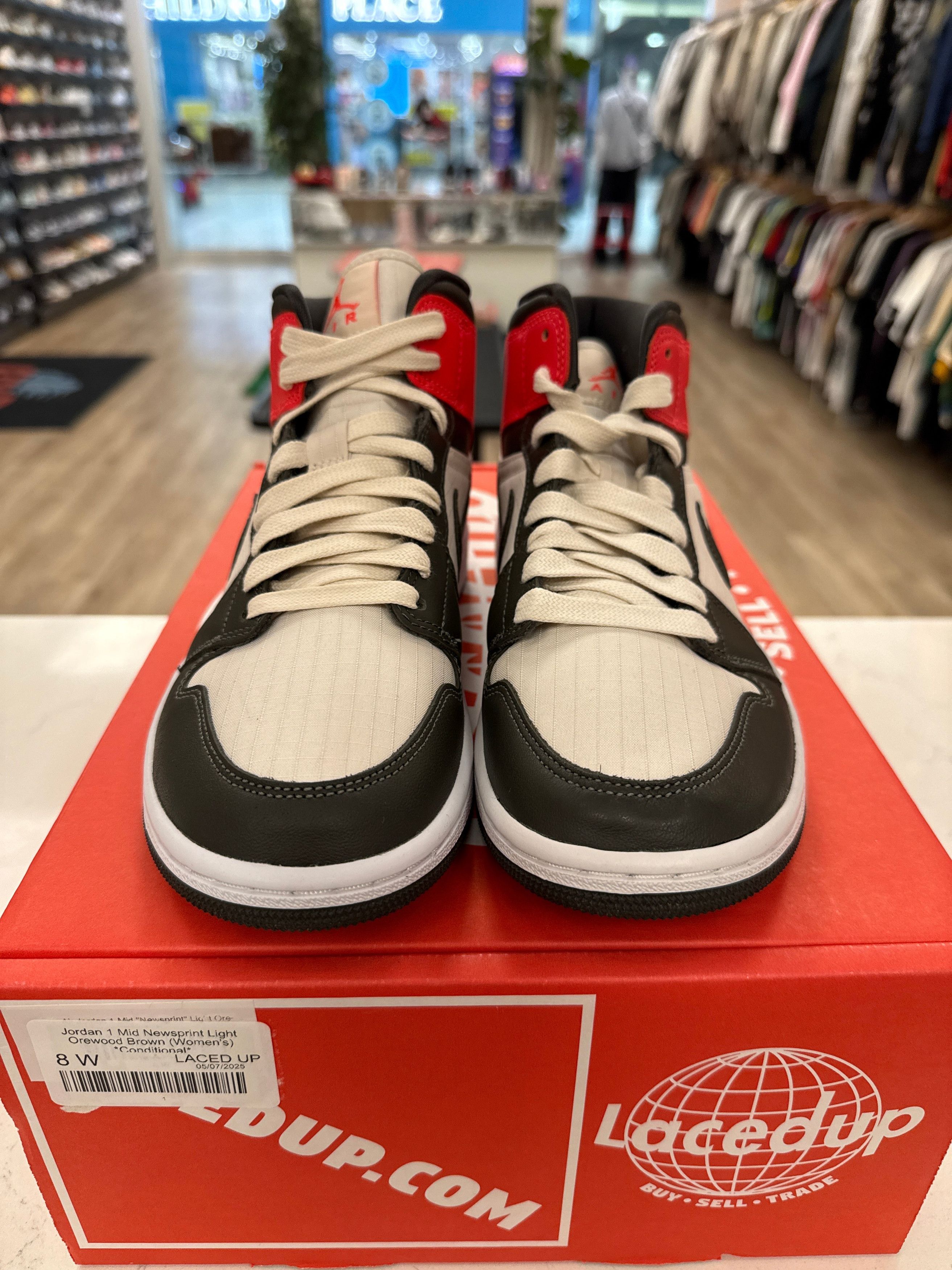 Jordan 1 Mid Newsprint Light Orewood Brown (Women's) *Condit