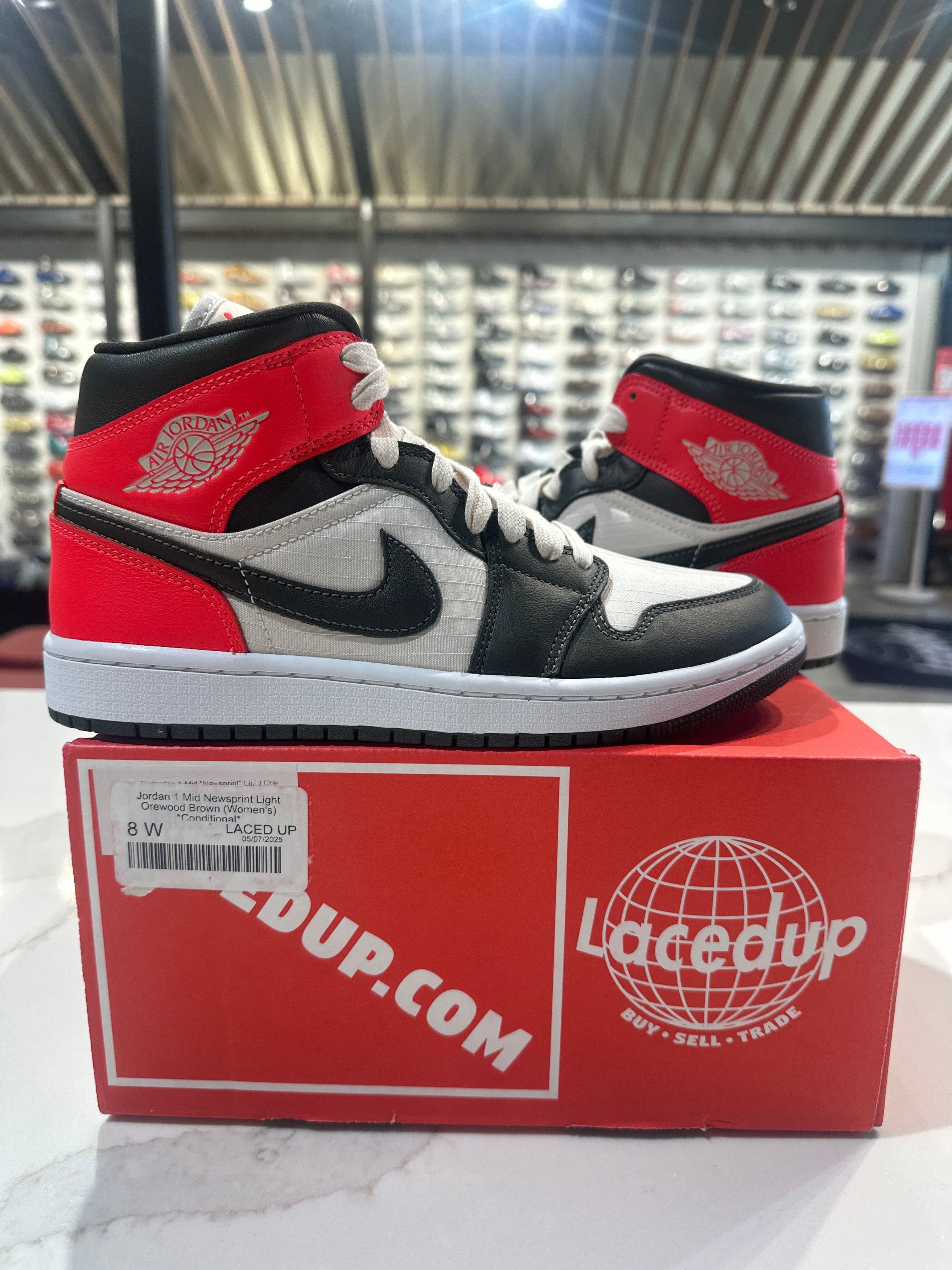 Jordan 1 Mid Newsprint Light Orewood Brown (Women's) *Condit