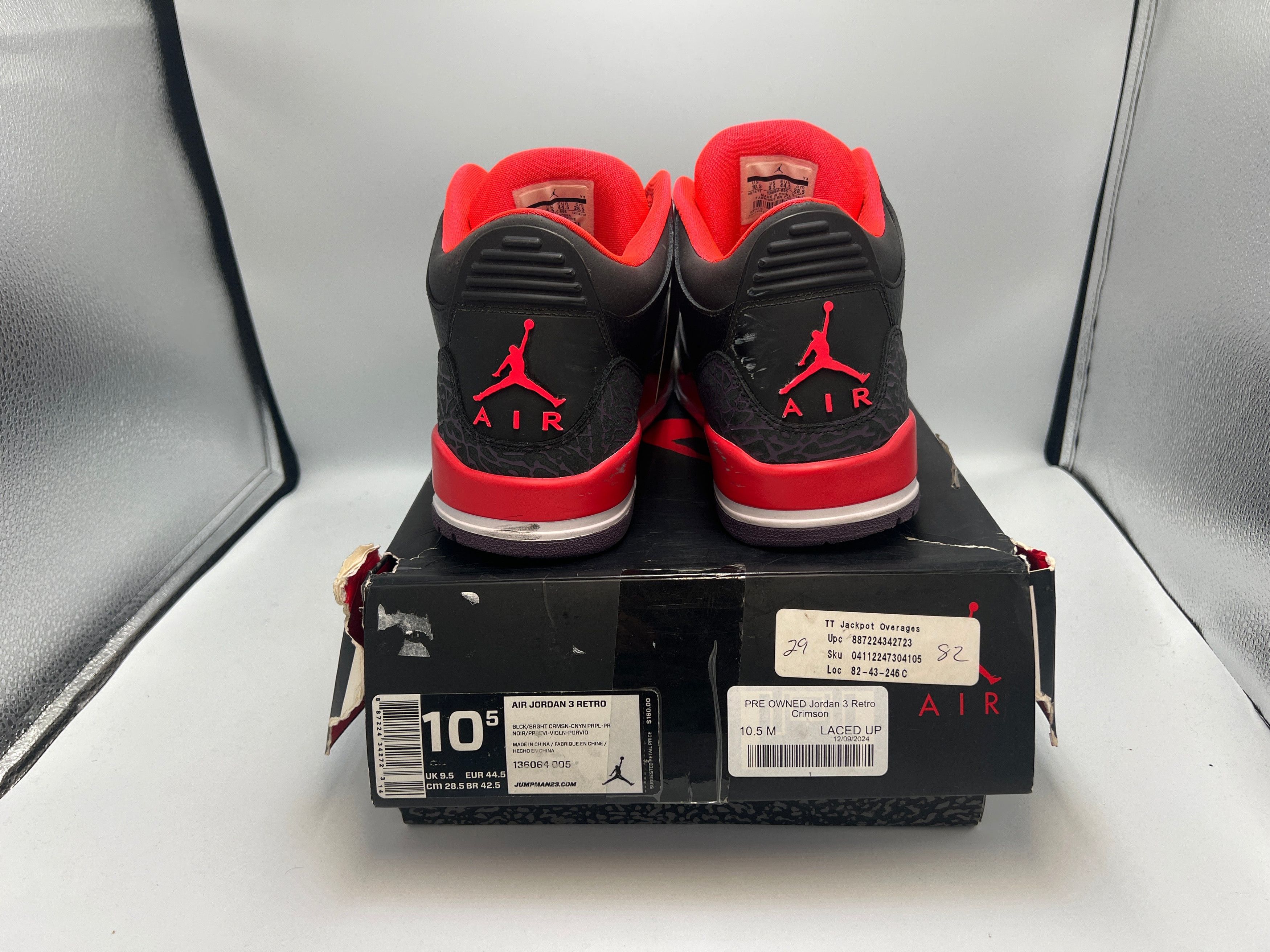 Jordan Brand PRE OWNED Jordan 3 Retro Crimson Size US 10.5 / EU 43-44 - 4 Thumbnail
