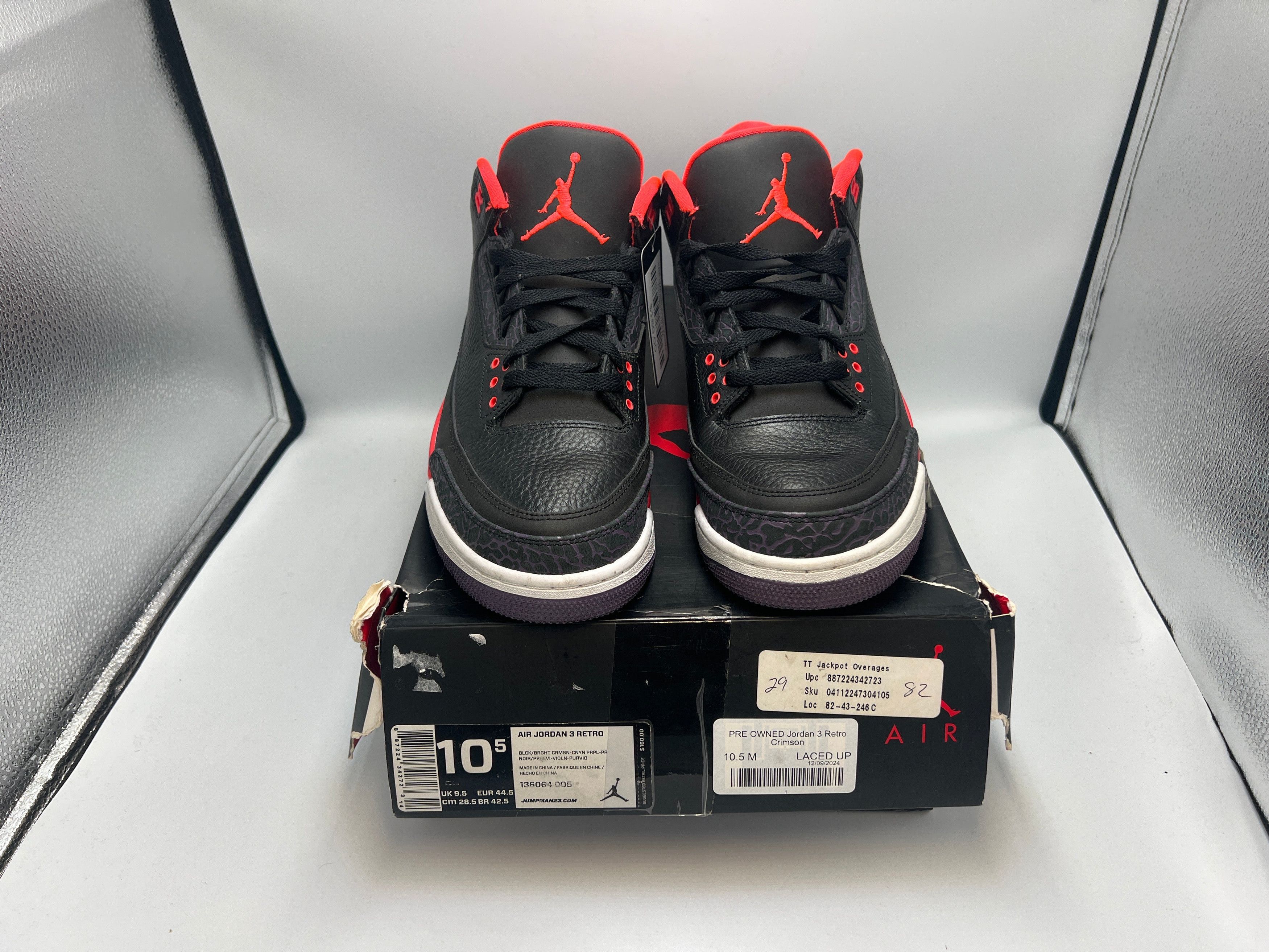 Jordan Brand PRE OWNED Jordan 3 Retro Crimson Size US 10.5 / EU 43-44 - 3 Thumbnail