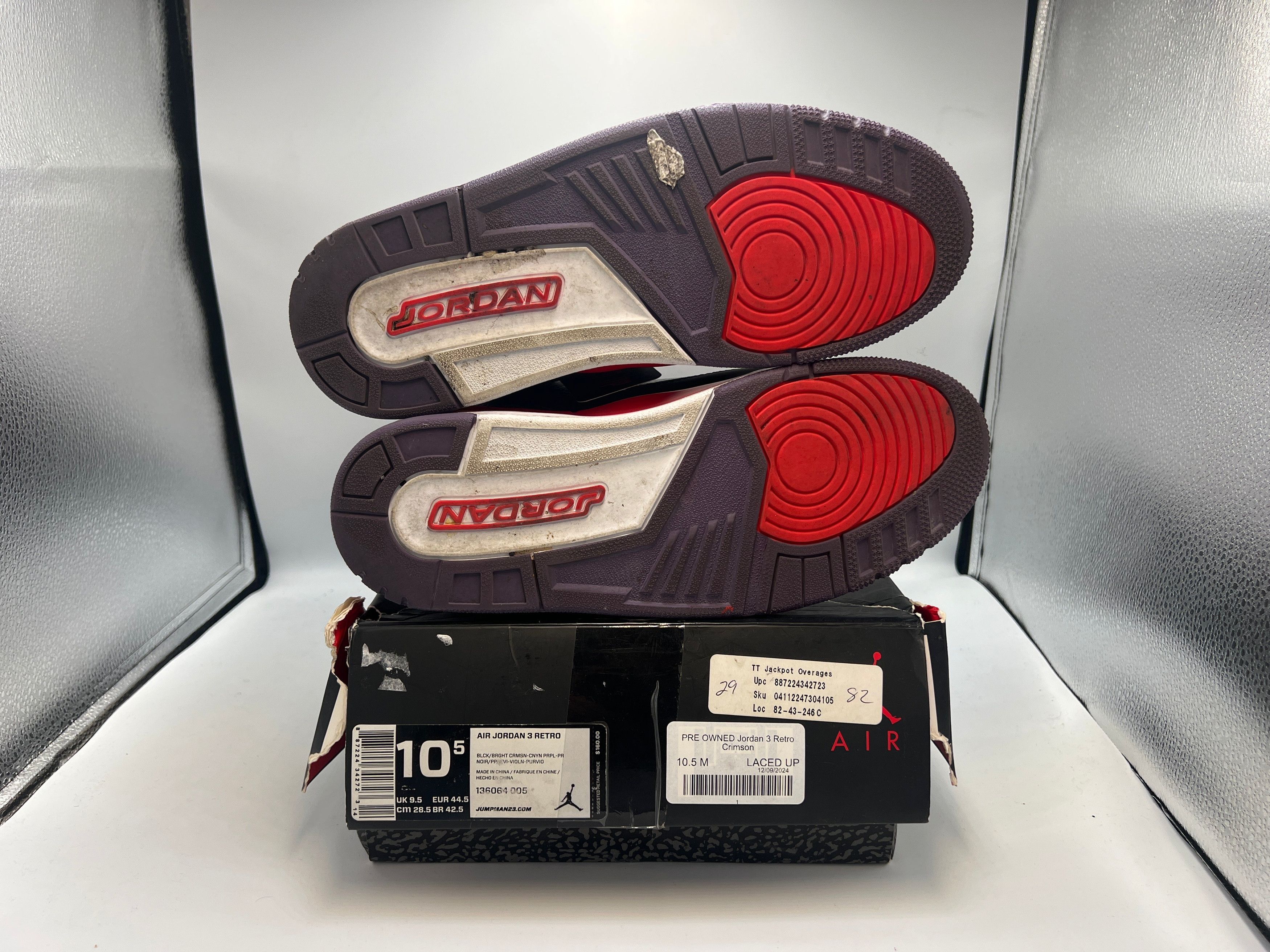 Jordan Brand PRE OWNED Jordan 3 Retro Crimson Size US 10.5 / EU 43-44 - 5 Thumbnail