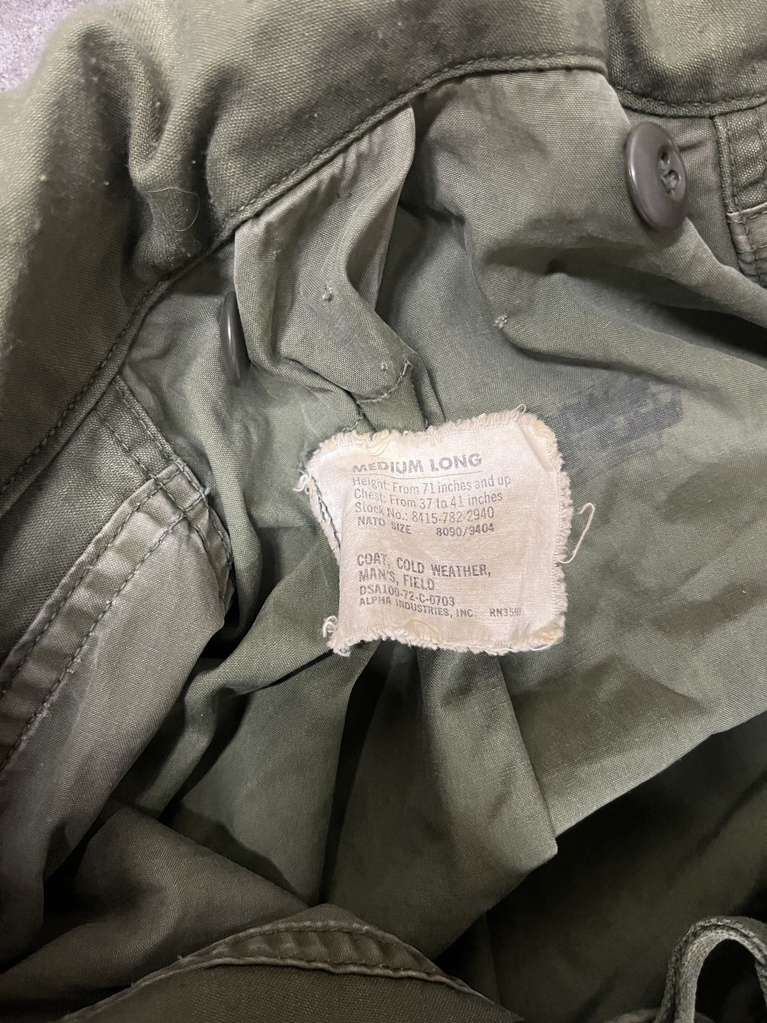 Vintage Vintage Military 1980s Alpha Industries Olive Green Field Jacket Size M Long Size US M / EU 48-50 / 2 - 4 Thumbnail