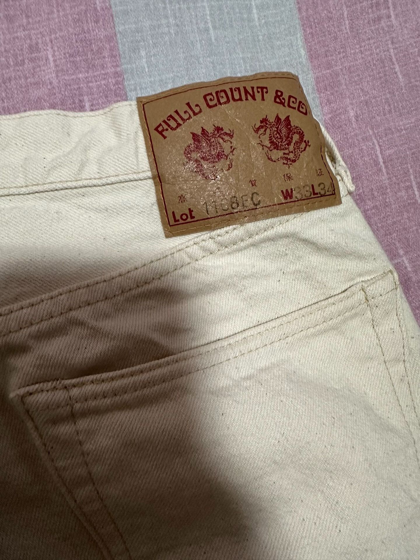 Full Count & Co. Fullcount 1108ec White Denim Pants Size US 33 - 3 Thumbnail