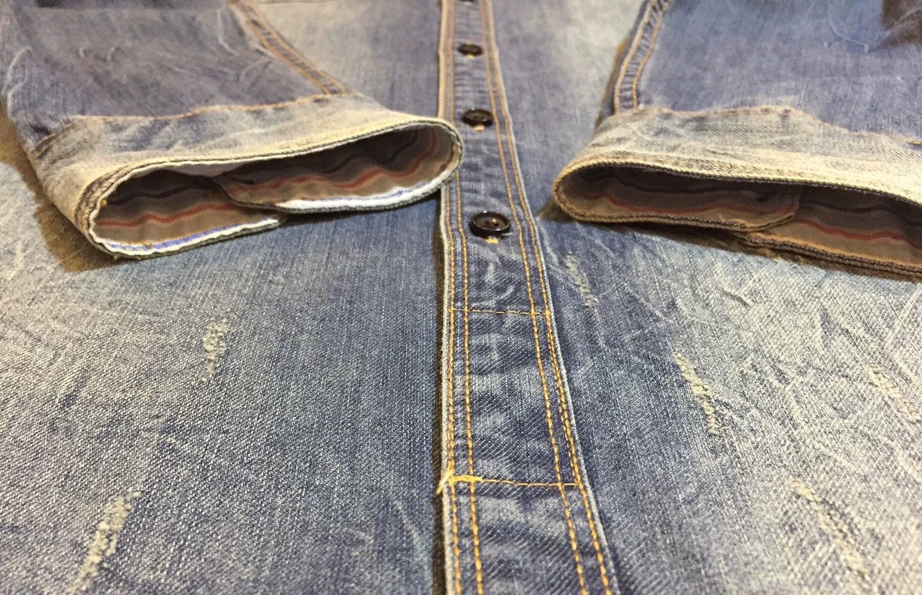 RRL Ralph Lauren Vintage Double RL Denim Work Shirt Size US L / EU 52-54 / 3 - 8 Thumbnail