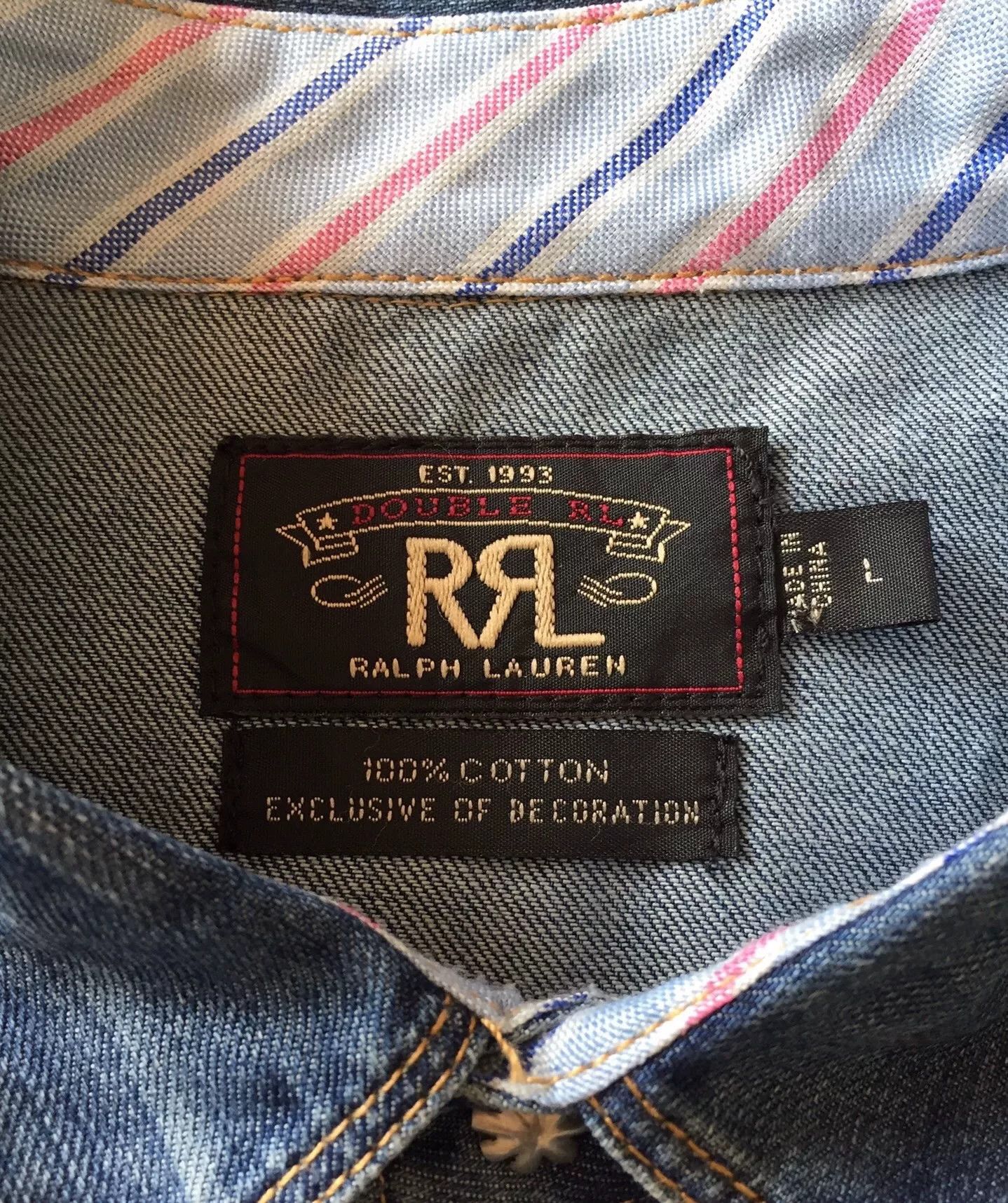 RRL Ralph Lauren Vintage Double RL Denim Work Shirt Size US L / EU 52-54 / 3 - 7 Thumbnail