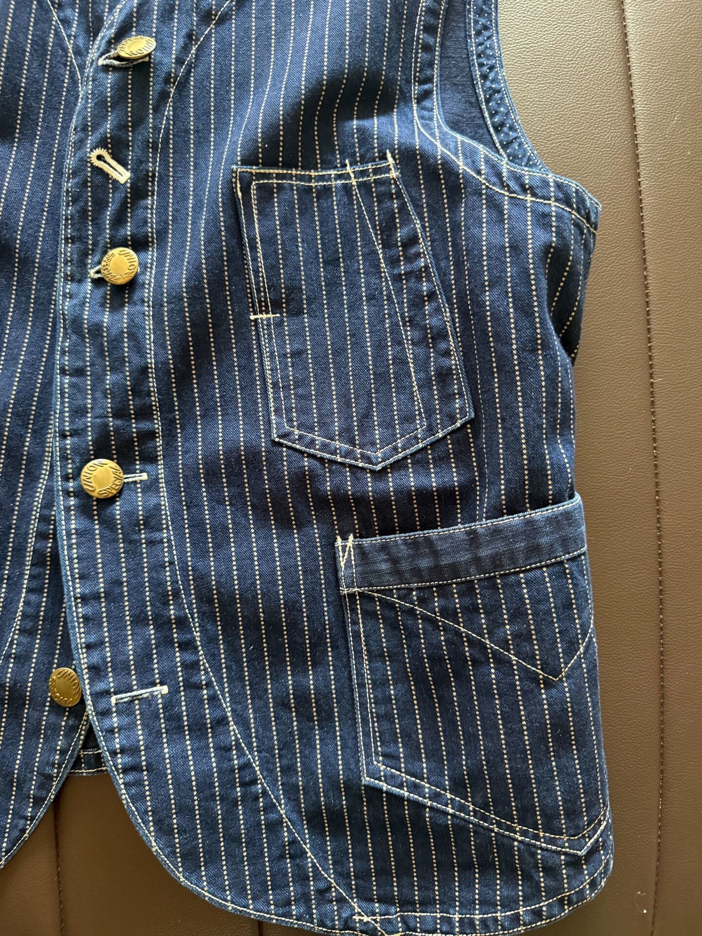 Freewheelers Freewheelers Striped Denim Vest Size 40 Size US XXS / EU 40 - 5 Thumbnail