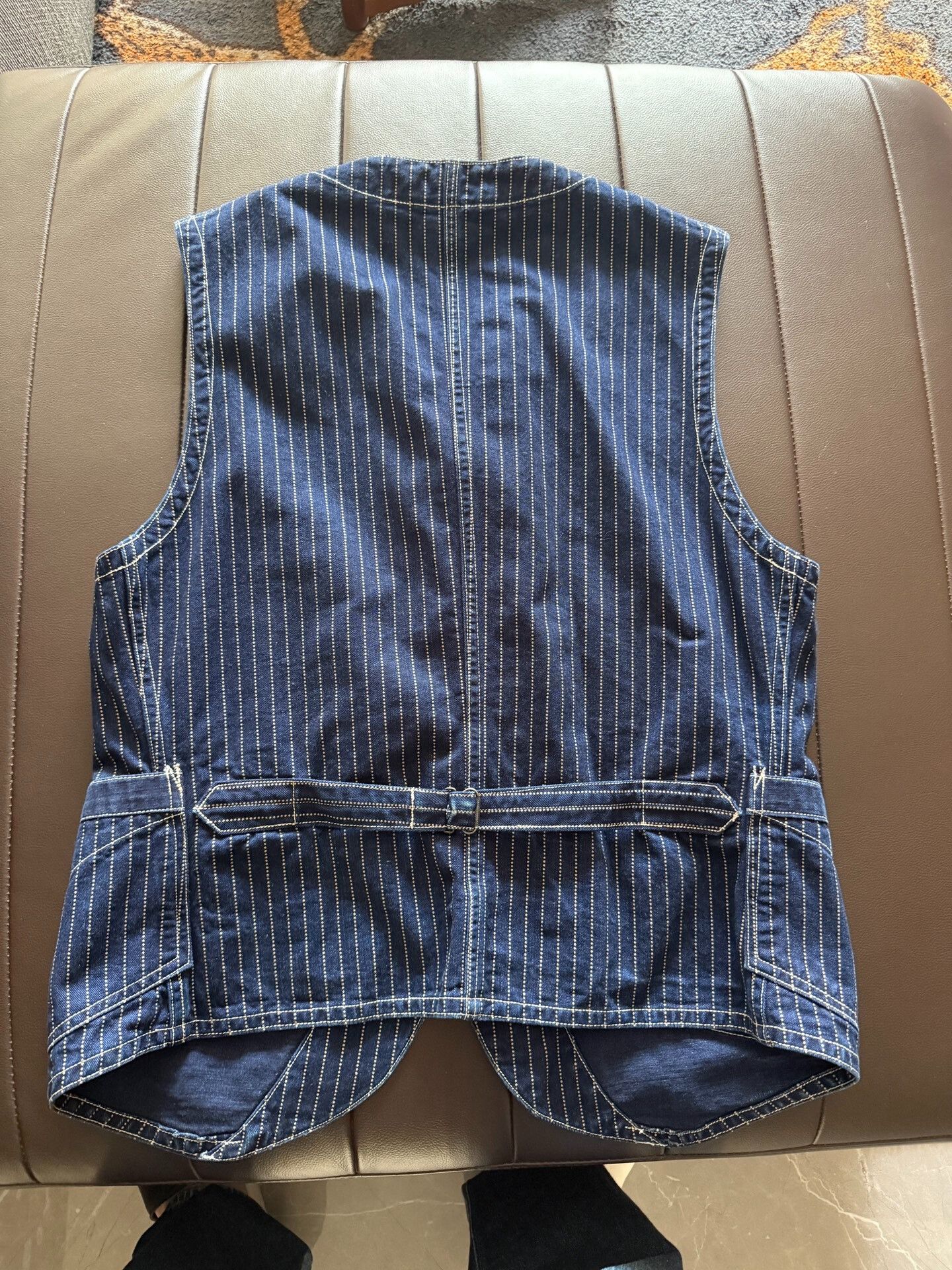 Freewheelers Freewheelers Striped Denim Vest Size 40 Size US XXS / EU 40 - 6 Thumbnail