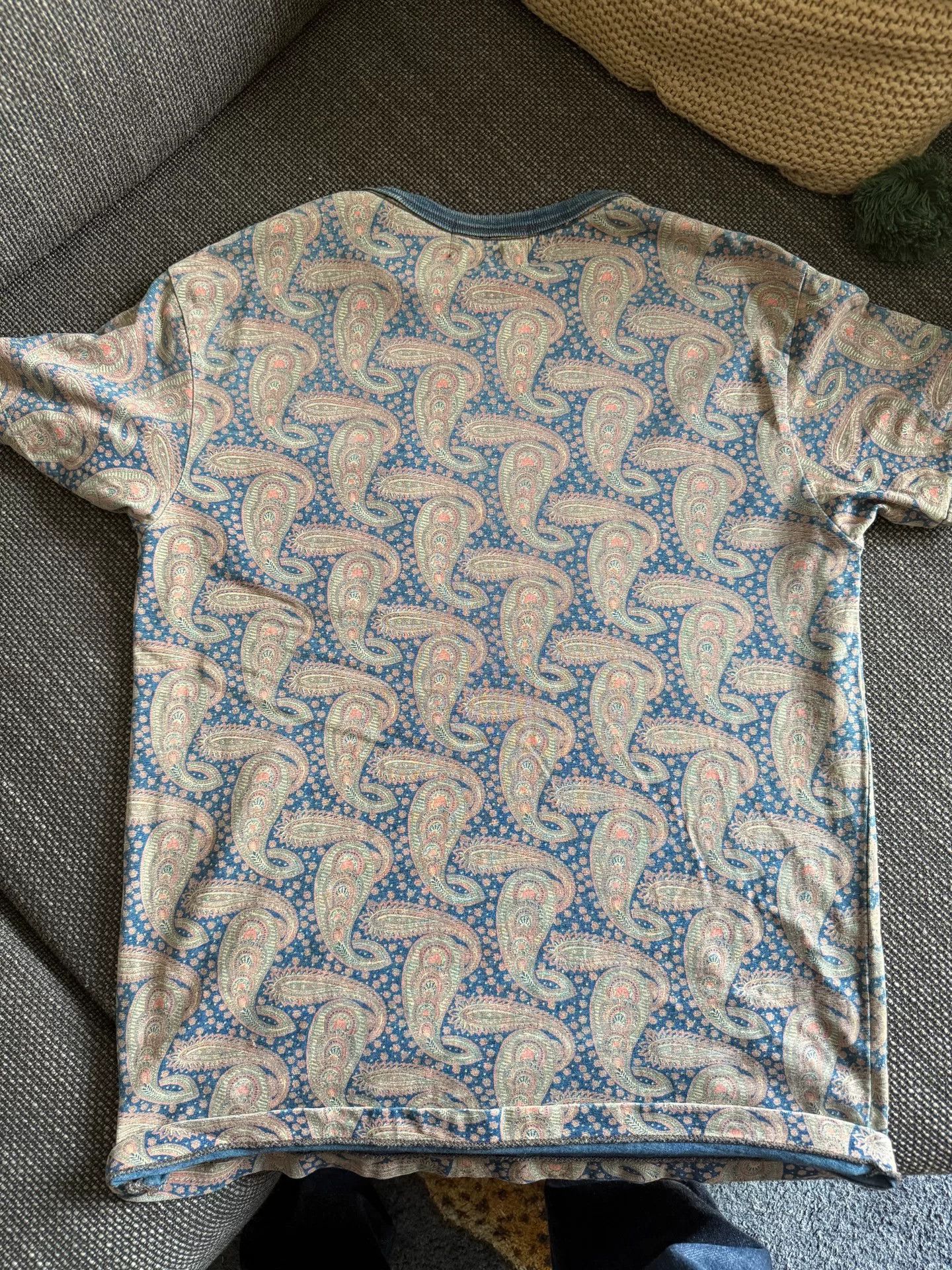 RRL Ralph Lauren RRL Blue Dyed Paisley T-Shirt Size US S / EU 44-46 / 1 - 7 Thumbnail