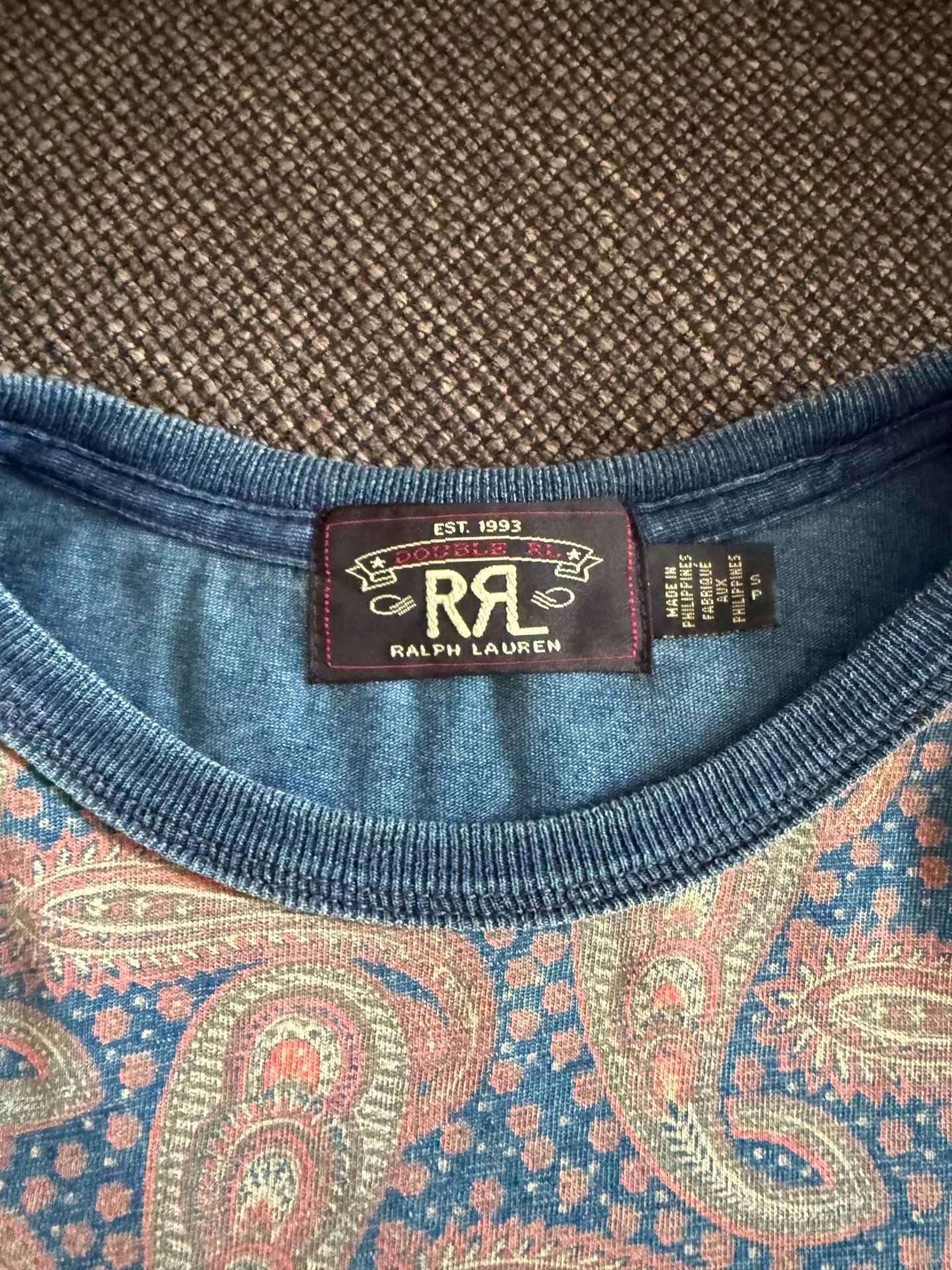 RRL Ralph Lauren RRL Blue Dyed Paisley T-Shirt Size US S / EU 44-46 / 1 - 2 Thumbnail