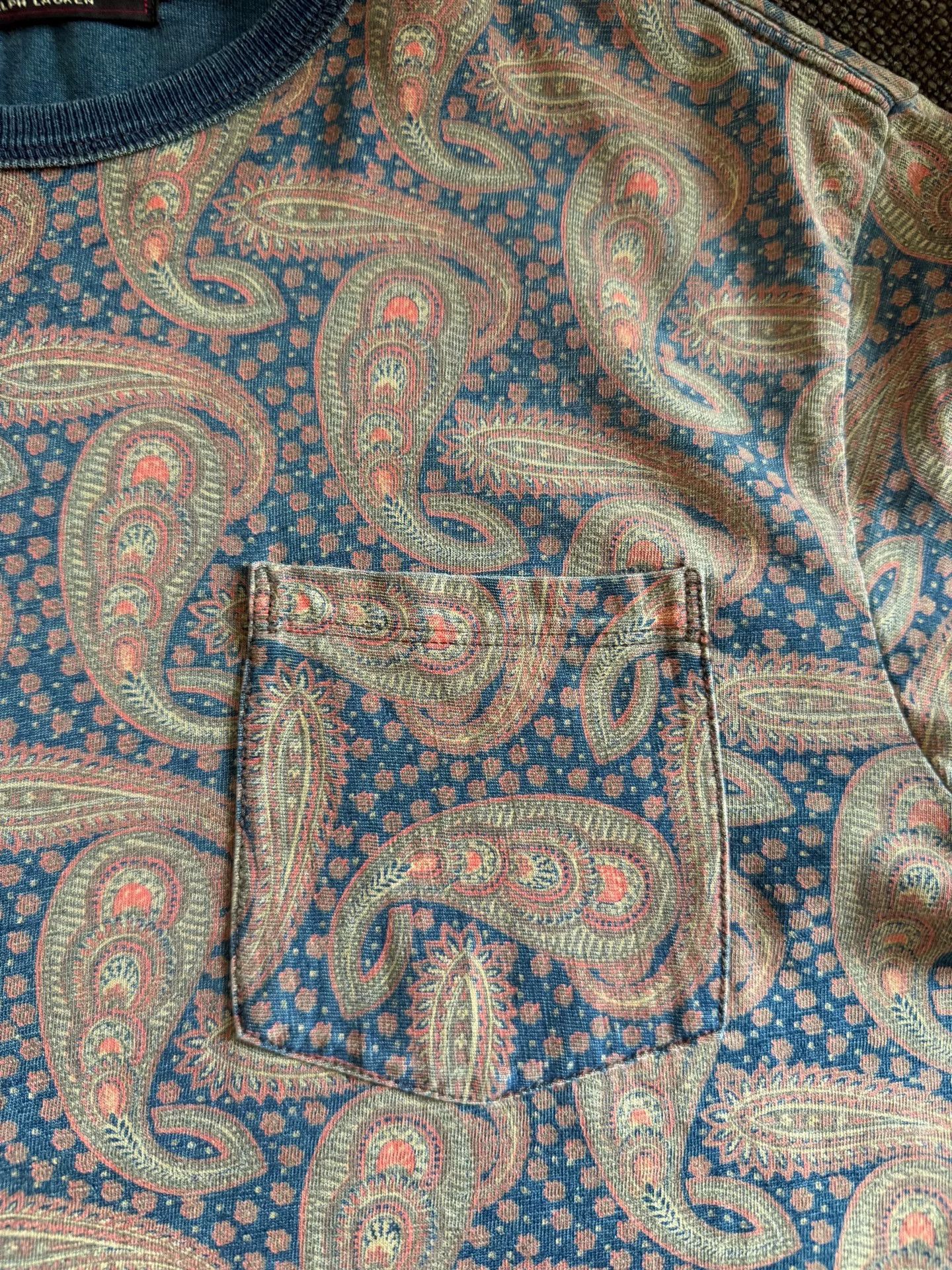 RRL Ralph Lauren RRL Blue Dyed Paisley T-Shirt Size US S / EU 44-46 / 1 - 3 Thumbnail