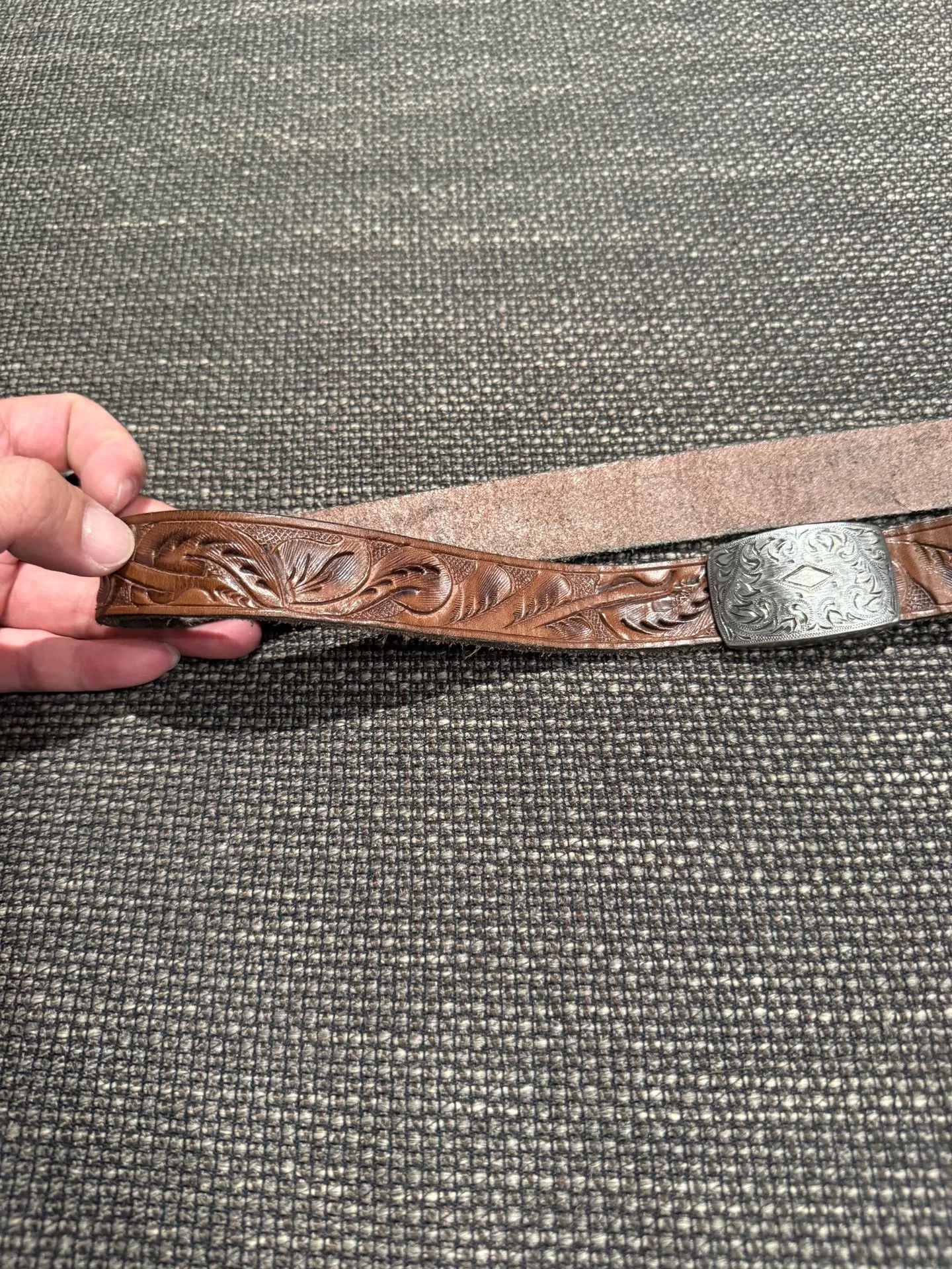 RRL Ralph Lauren RRL Men's Leather Floral Belt 32 Size Size ONE SIZE - 4 Thumbnail