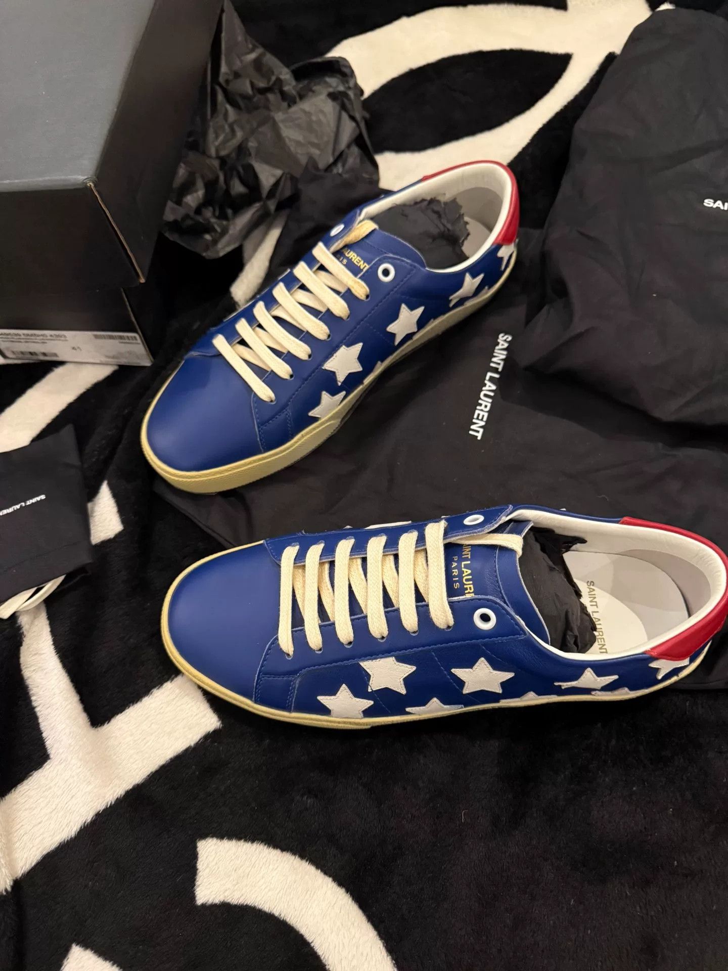 Yves Saint Laurent Blue Saint Laurent Star Sneakers Size US 8 / EU 41 - 2 Thumbnail
