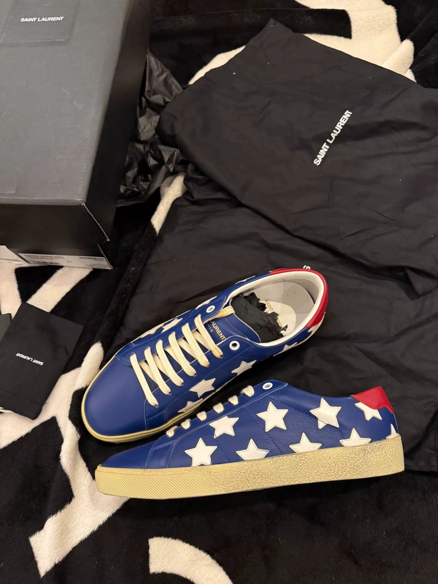 Yves Saint Laurent Blue Saint Laurent Star Sneakers Size US 8 / EU 41 - 7 Thumbnail