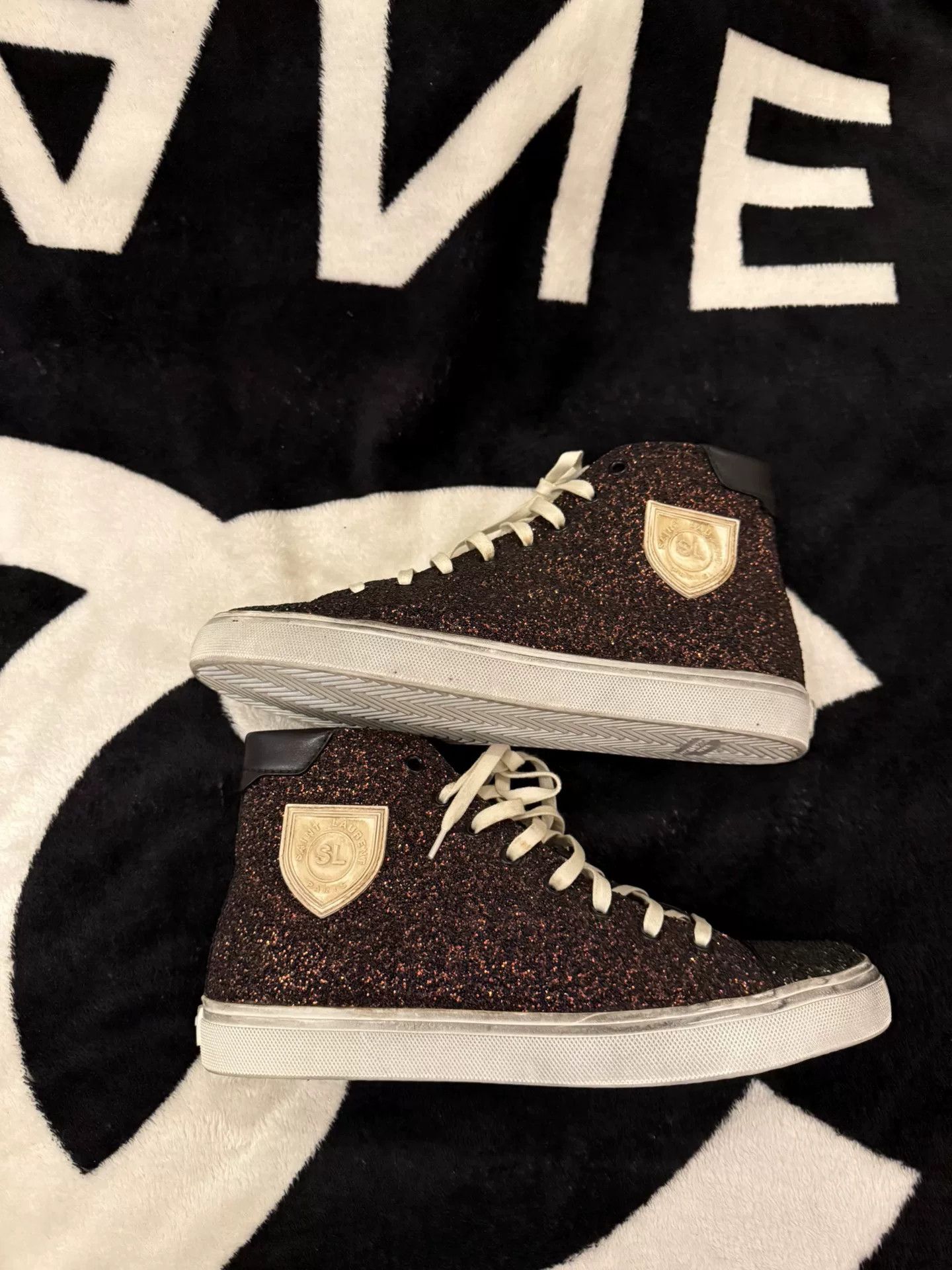 Saint Laurent Paris Saint Laurent High-Top Glitter Sneakers Size US 8 / EU 41 - 5 Thumbnail