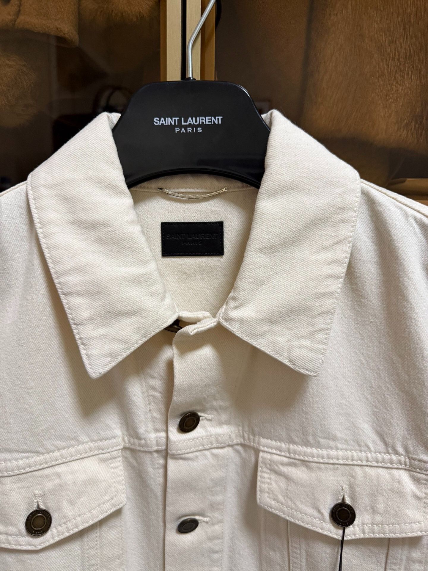 Saint Laurent Paris Saint Laurent Denim Jacket in White Size US M / EU 48-50 / 2 - 4 Thumbnail