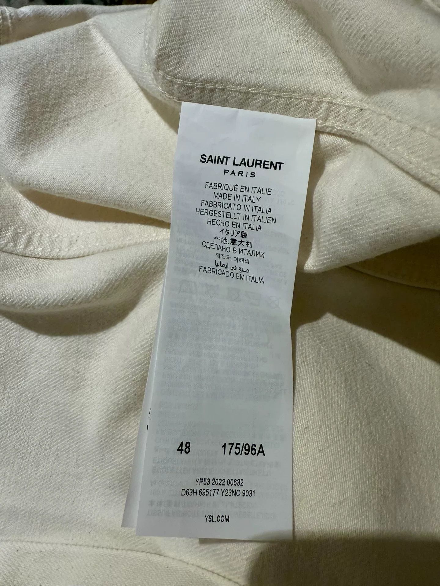 Saint Laurent Paris Saint Laurent Denim Jacket in White Size US M / EU 48-50 / 2 - 9 Thumbnail