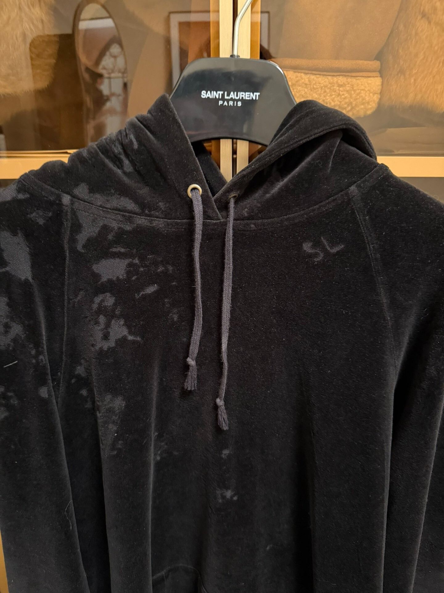 Saint Laurent Paris Saint Laurent Black Velvet Hoodie XL Size US XL / EU 56 / 4 - 2 Thumbnail