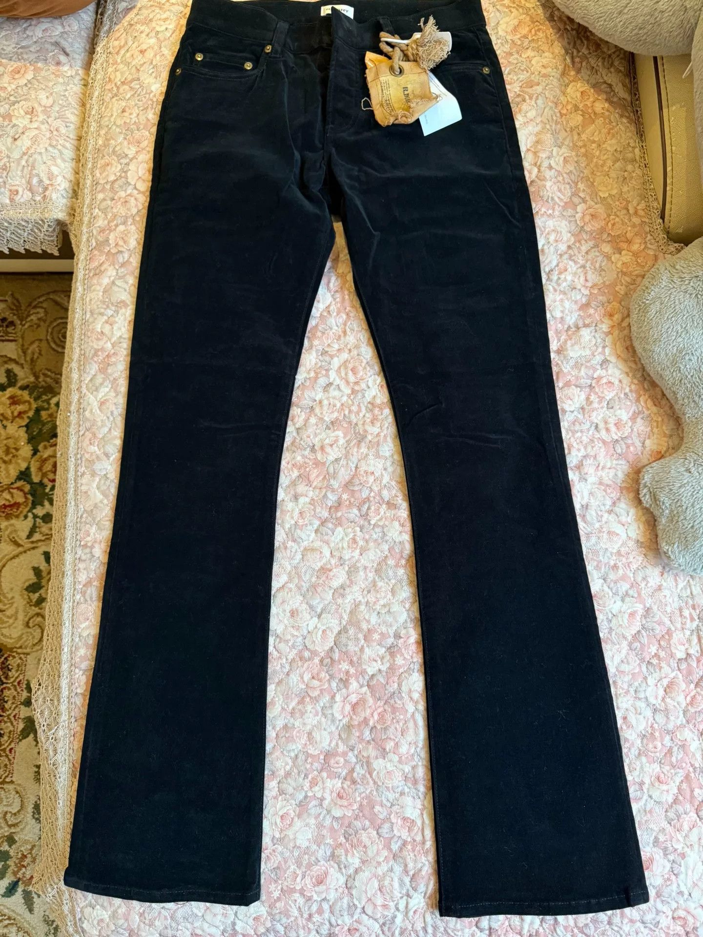 BEAUTY&YOUTH Black High-Stretch Velvet Casual Pants Size 29" - 2 Thumbnail