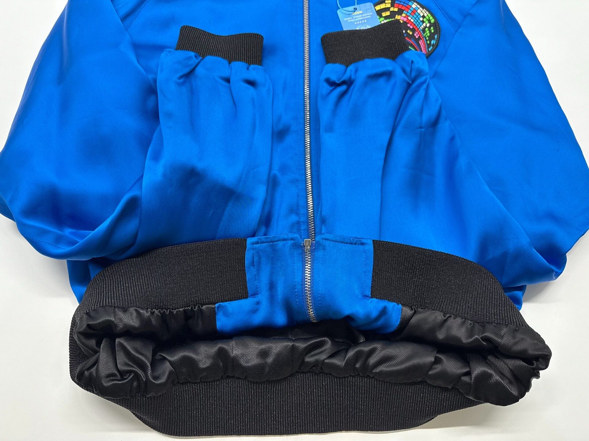 Saint Laurent Paris Saint Laurent Blue Silk Bomber Jacket Size L / US 10 / IT 46 - 5 Thumbnail