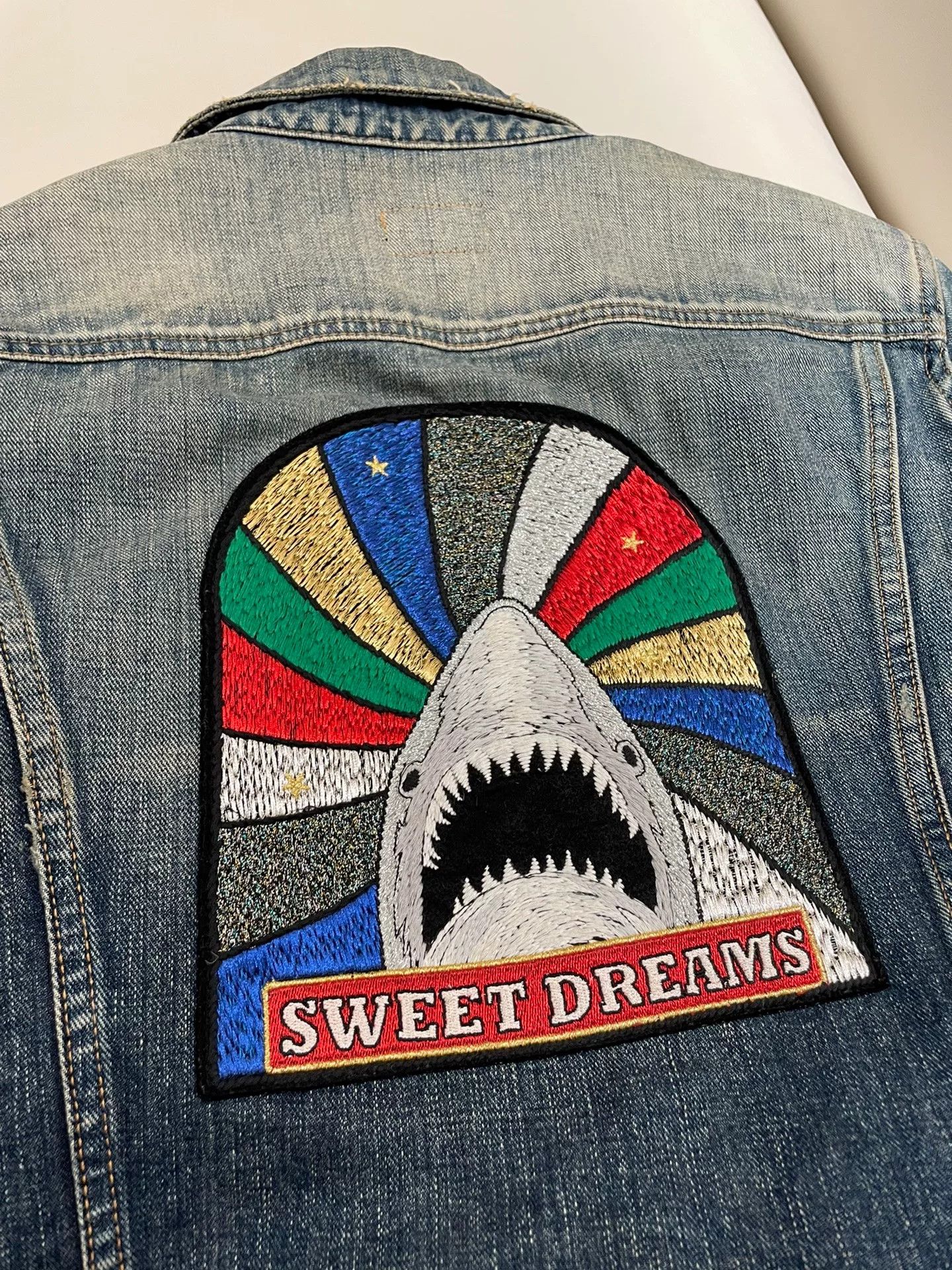 Saint Laurent Paris Saint Laurent Denim Jacket with Shark Embroidery Size US M / EU 48-50 / 2 - 6 Thumbnail
