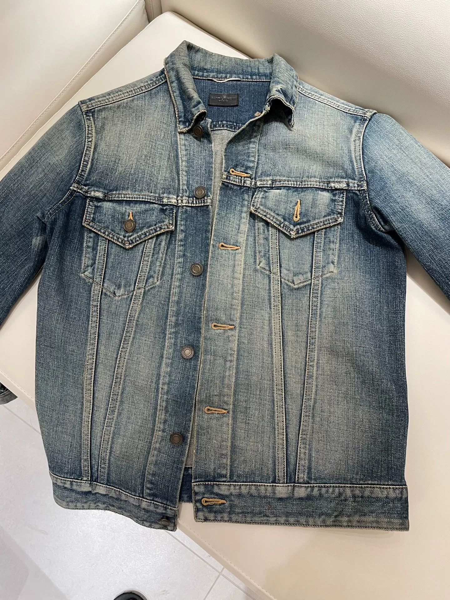 Saint Laurent Paris Saint Laurent Denim Jacket with Shark Embroidery Size US M / EU 48-50 / 2 - 2 Thumbnail