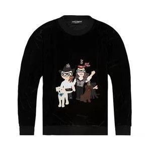 Dolce & Gabbana Black Velvet Sweater for Men Size US M / EU 48-50 / 2 - 8 Thumbnail