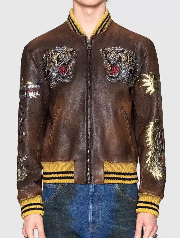 Gucci Gucci Embroidered Leather Jacket for Men Size US S / EU 44-46 / 1 - 2 Thumbnail