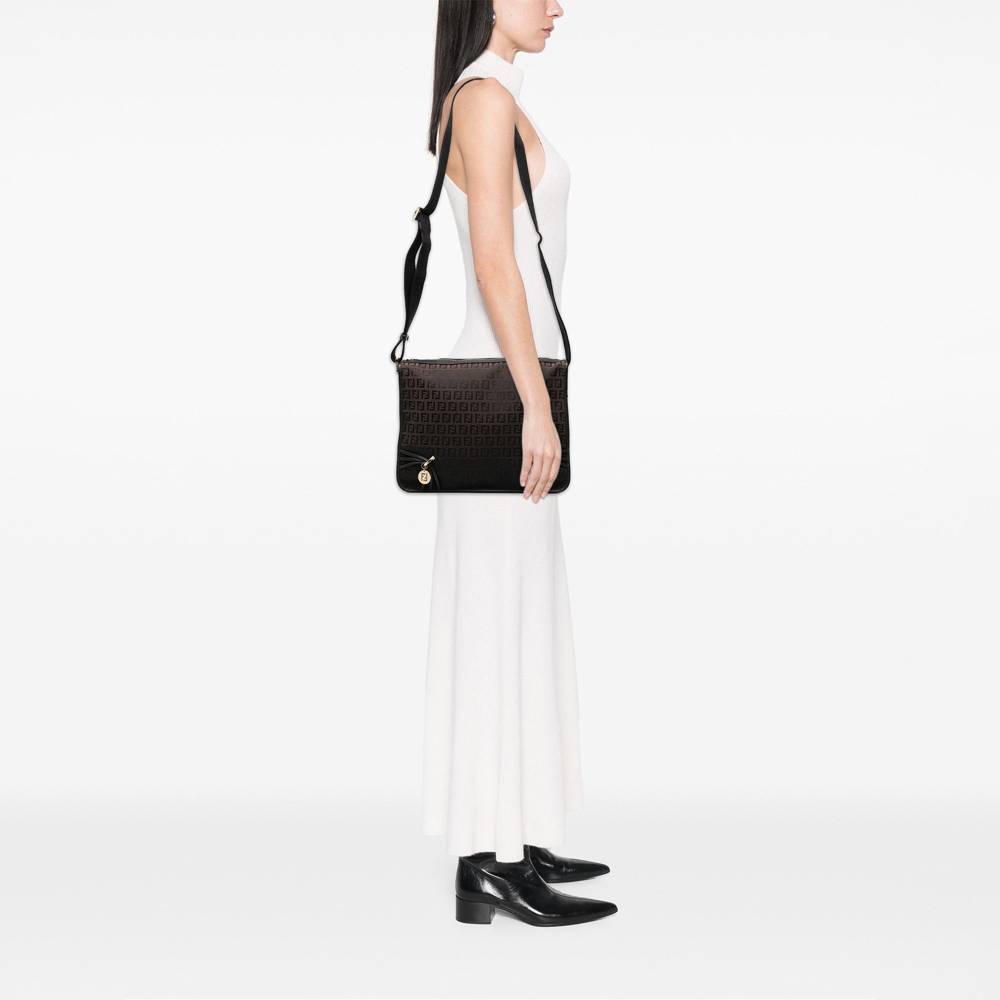 Fendi Fendi Zucchino Canvas F Charm Crossbody Size ONE SIZE - 7 Thumbnail