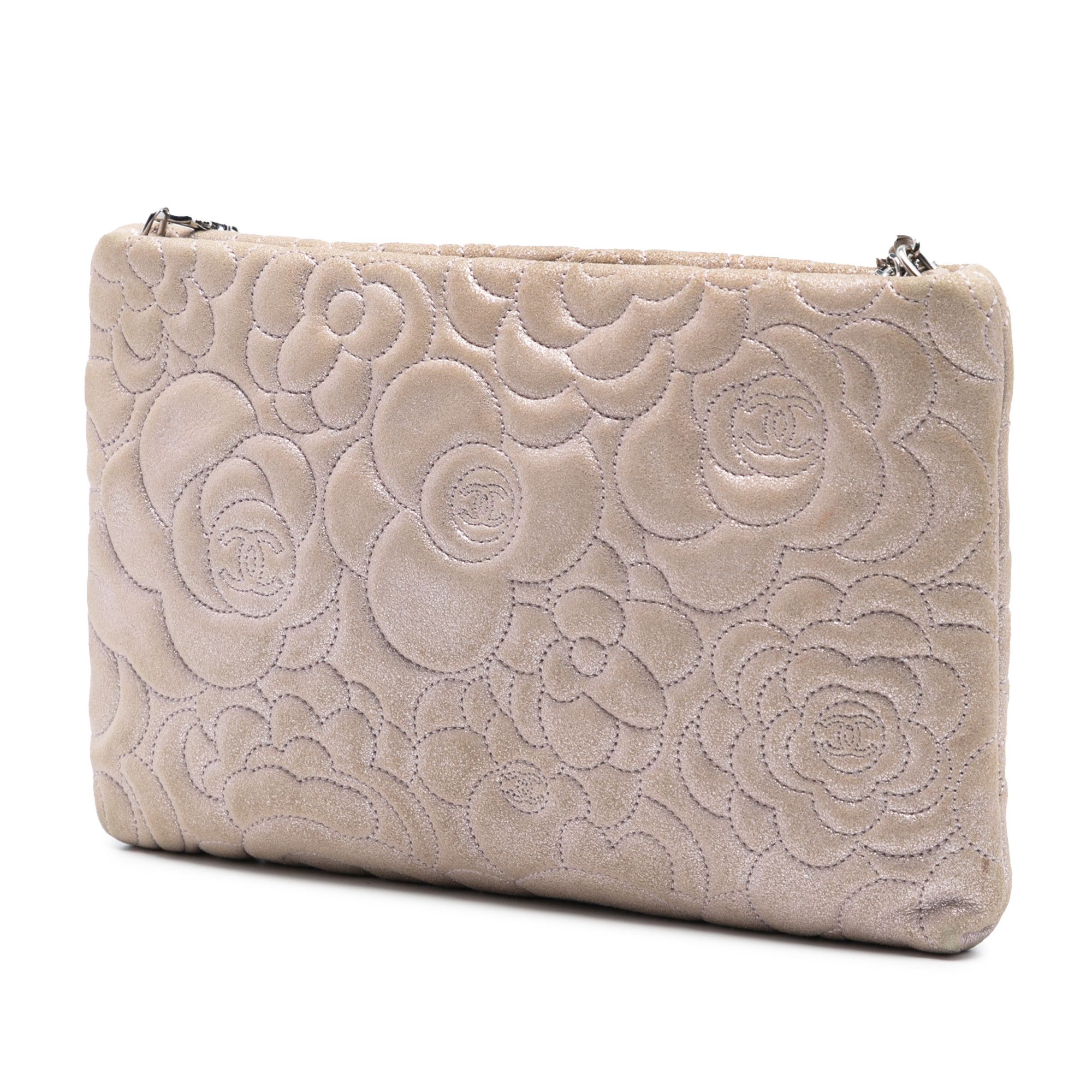 Chanel Chanel Embossed Metallic Lambskin Camellia Chain Pochette Size ONE SIZE - 2 Thumbnail