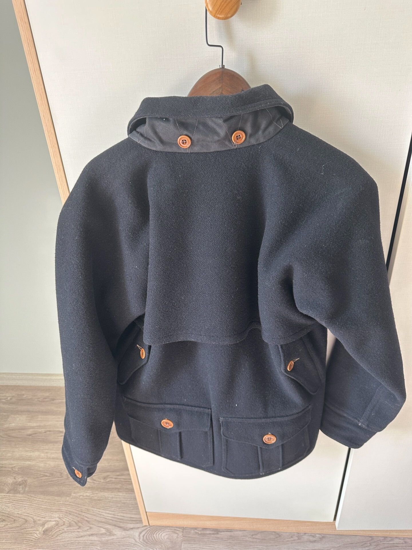 Freewheelers Black Wool Multi-Pocket Windbreaker Jacket Size US XXS / EU 40 - 6 Thumbnail