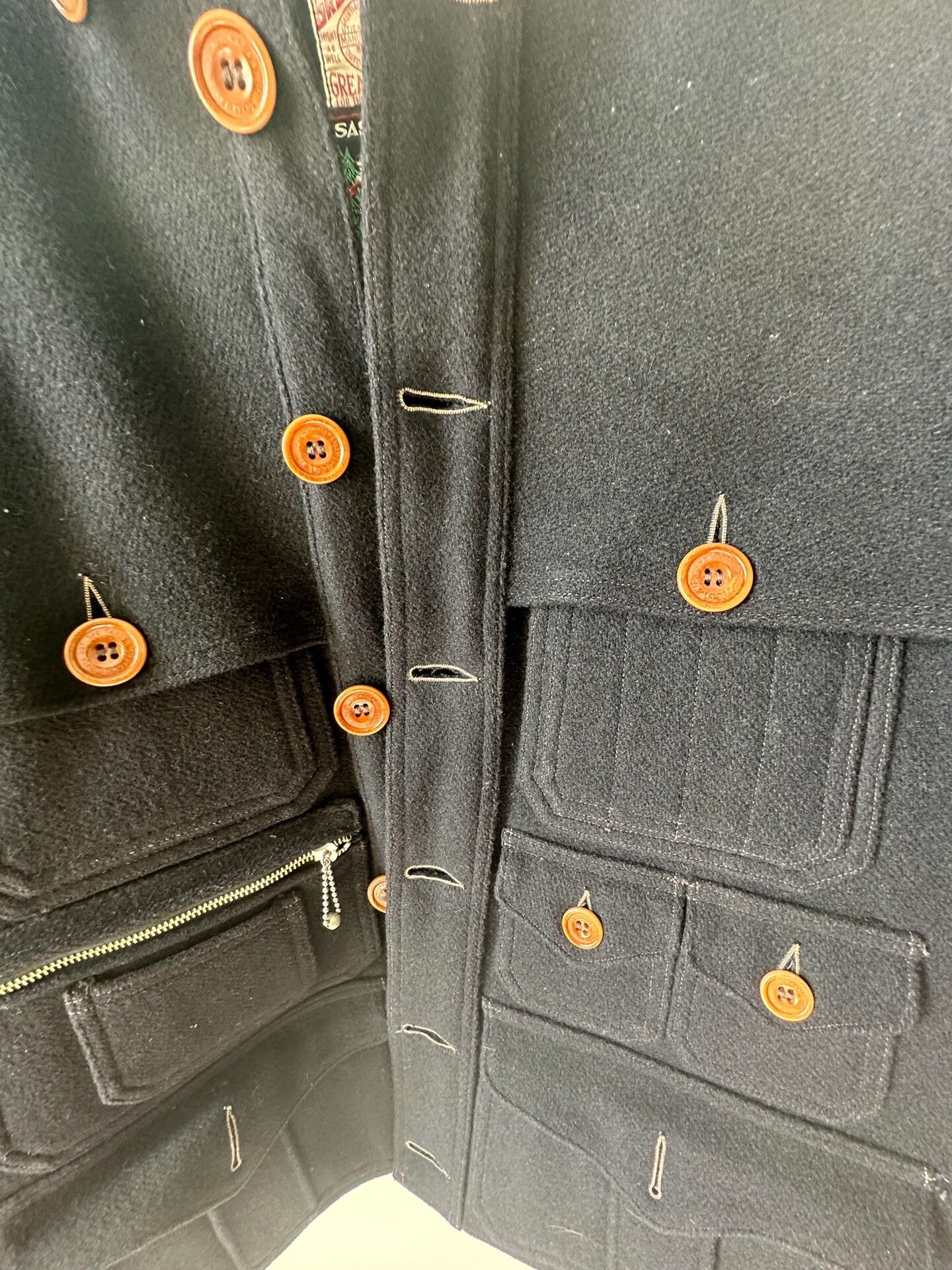 Freewheelers Black Wool Multi-Pocket Windbreaker Jacket Size US XXS / EU 40 - 2 Thumbnail