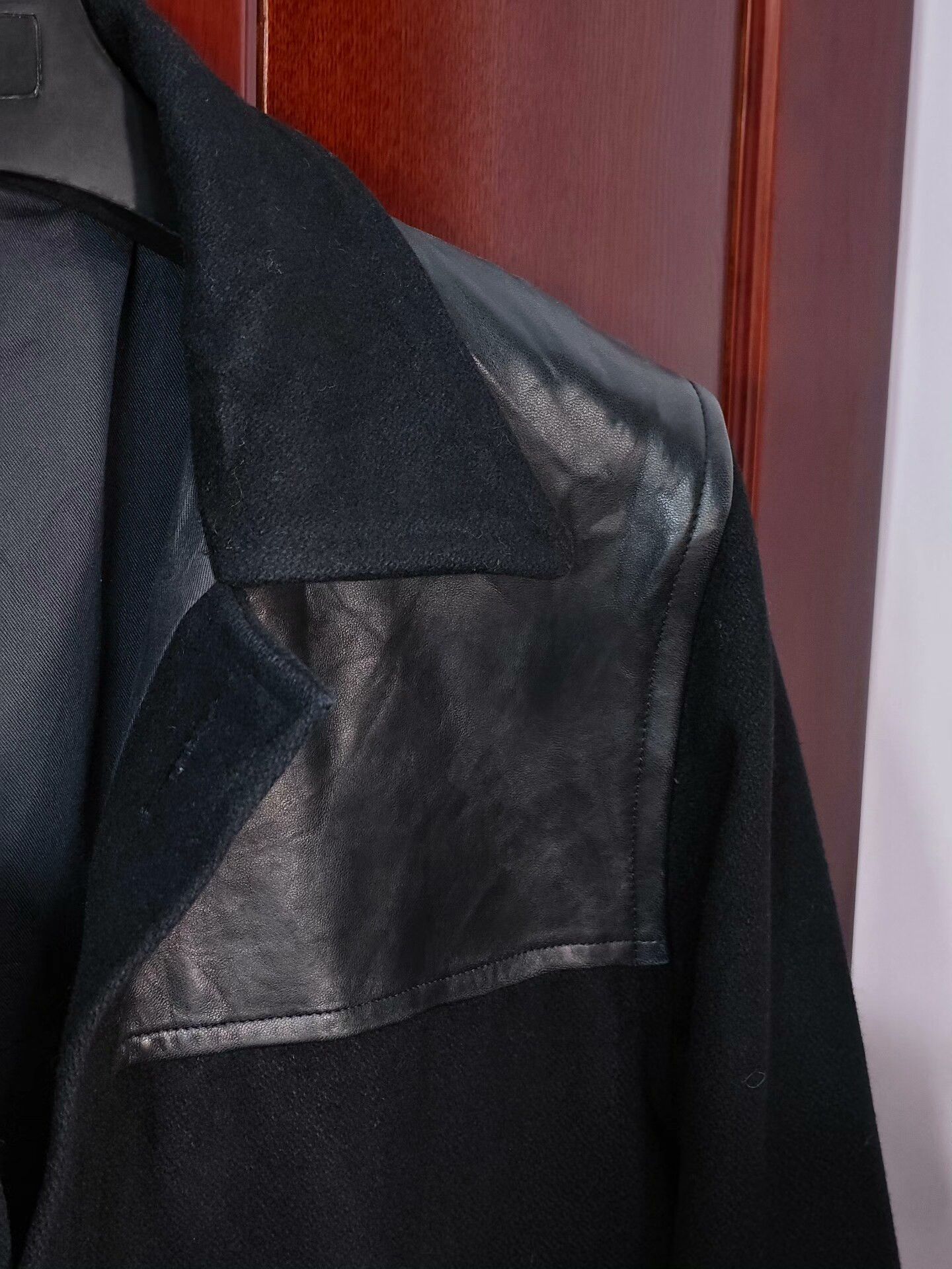 A.P.C. Black Wool and Leather Jacket Coat Size US XS / EU 42 / 0 - 2 Thumbnail