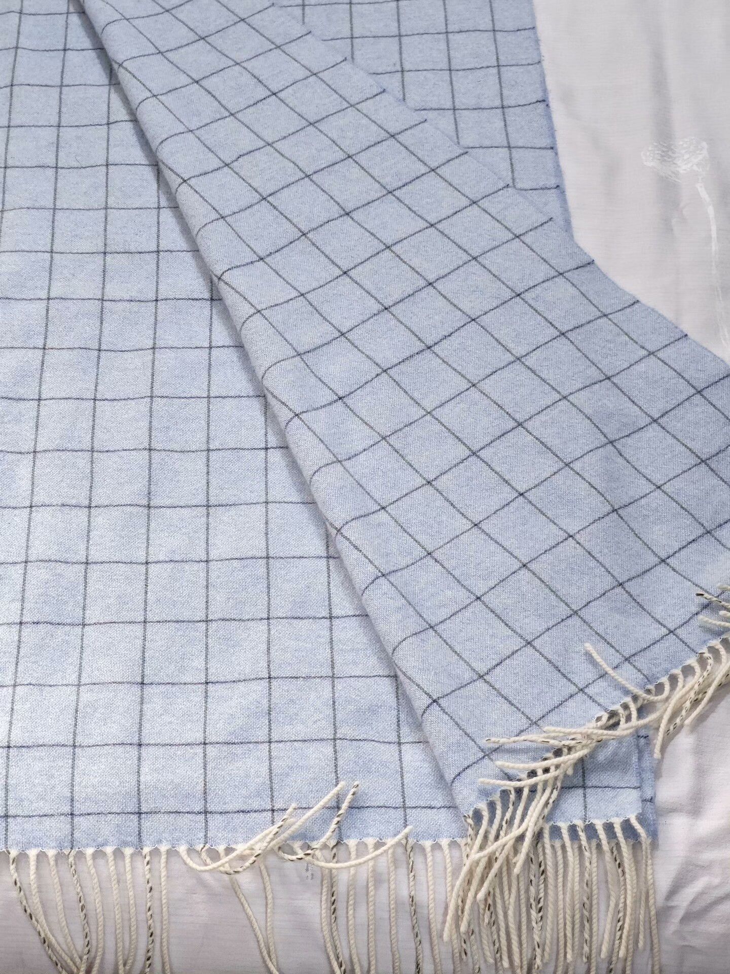 Ermenegildo Zegna Colombo Cashmere Scarf in Light Blue Size ONE SIZE - 5 Thumbnail