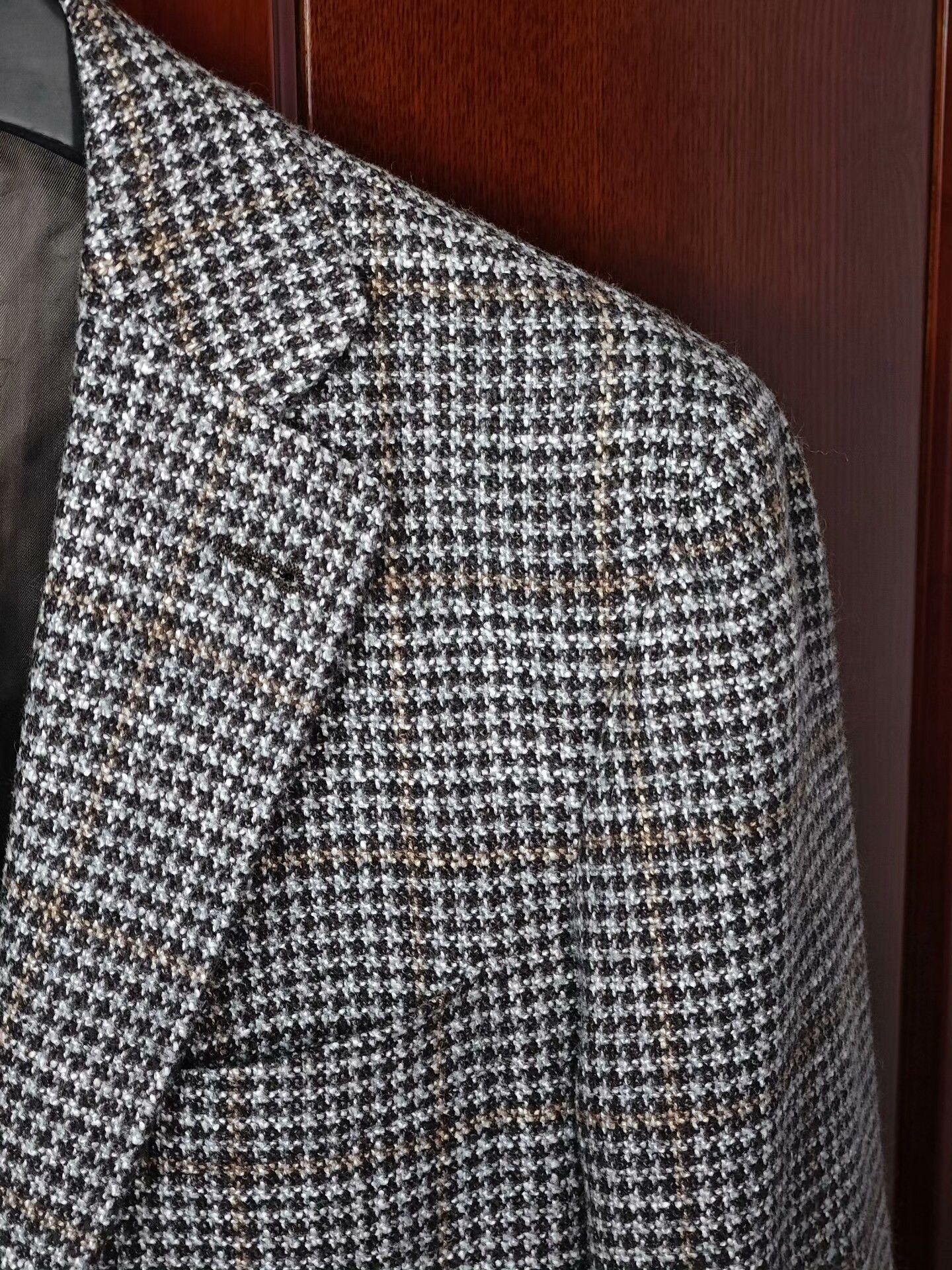 Canali Brown Checked Wool Silk Blend Blazer Size US M / EU 48-50 / 2 - 2 Thumbnail