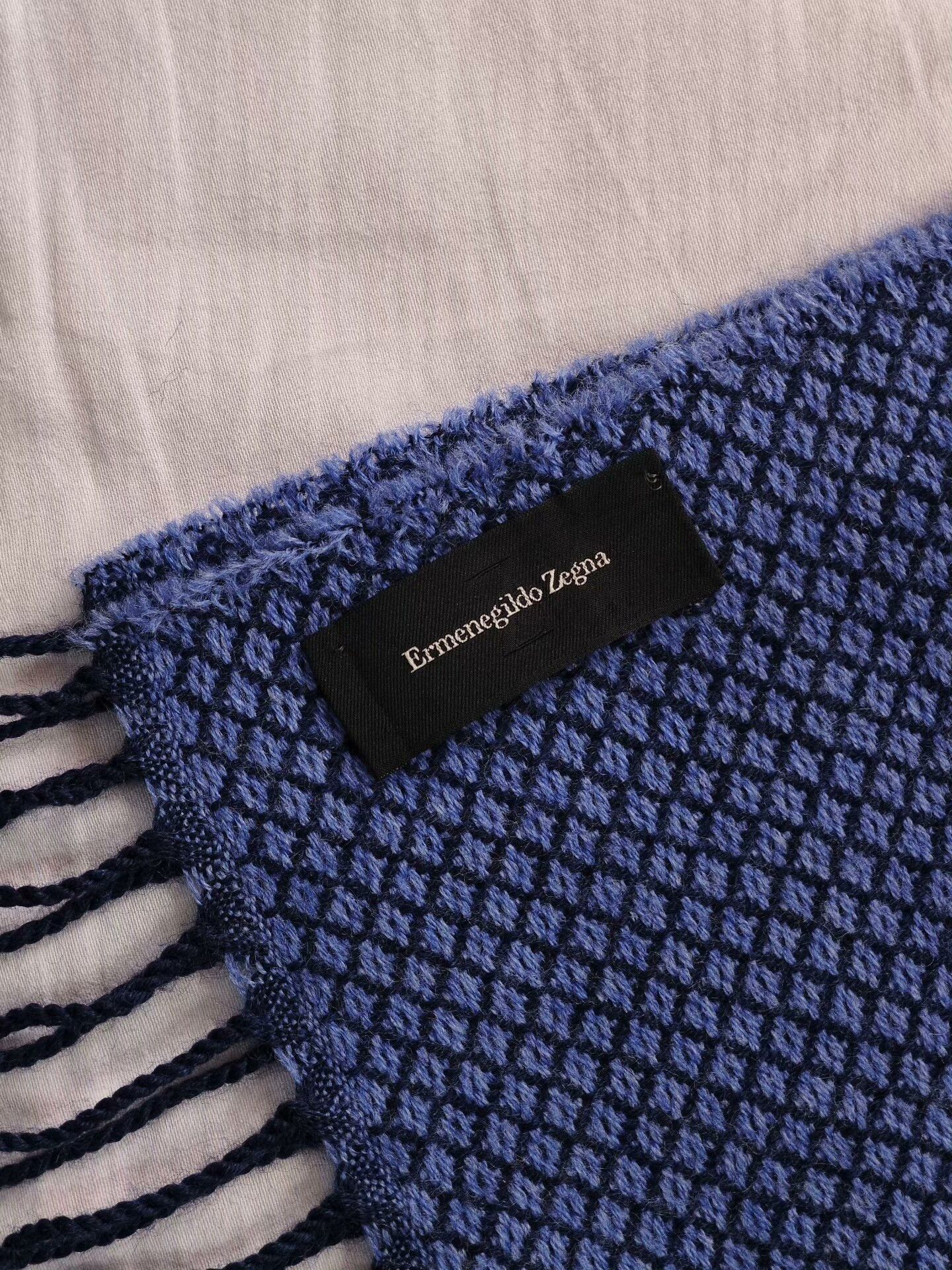 Ermenegildo Zegna Zegna Wool Scarf in Blue Tones Size ONE SIZE - 2 Thumbnail