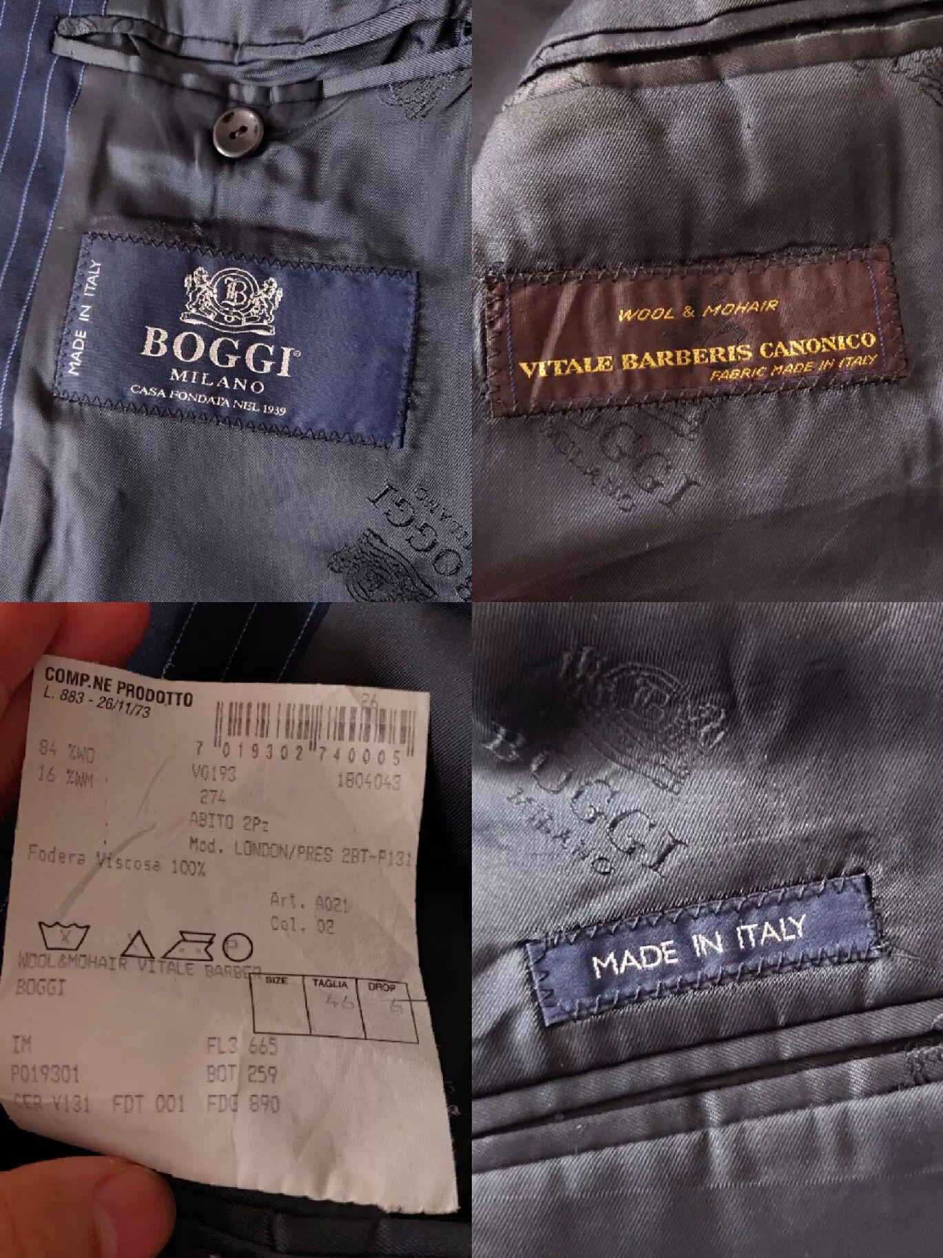 Boggi Italian Wool Blend Pinstripe Suit Jacket Size US S / EU 44-46 / 1 - 9 Thumbnail