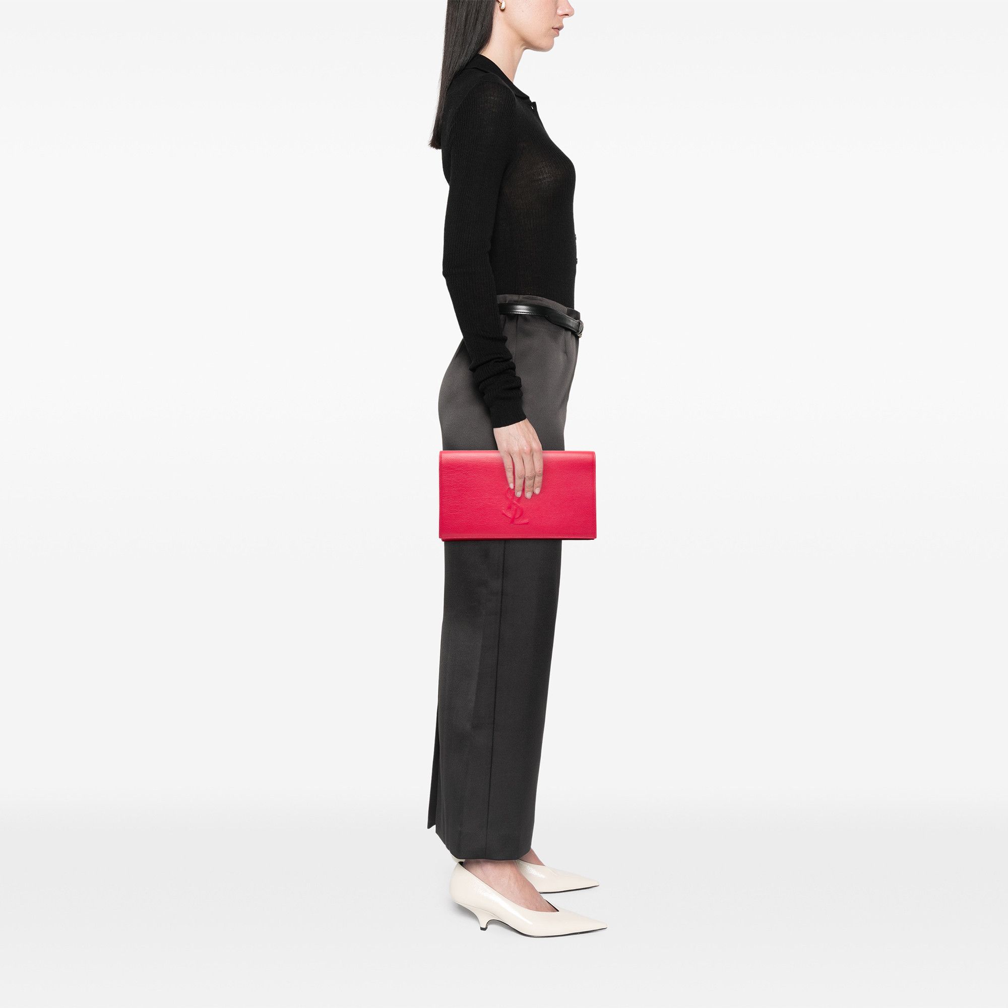Yves Saint Laurent Yves Saint Laurent Large Leather Belle De Jour Clutch Size ONE SIZE - 6 Thumbnail