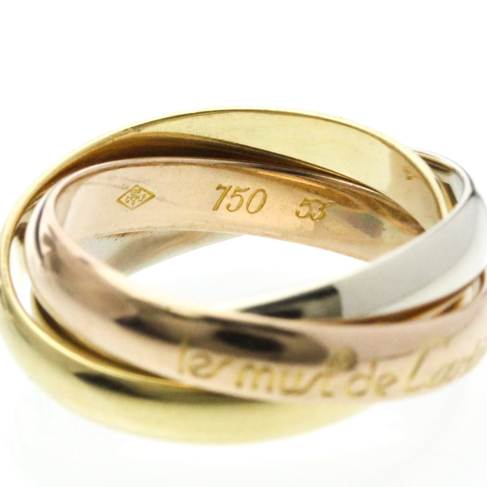 Cartier Trinity Yellow Gold (18K),Pink Gold (18K),White Gold (18K) Fashion No Stone Band Ring Gold