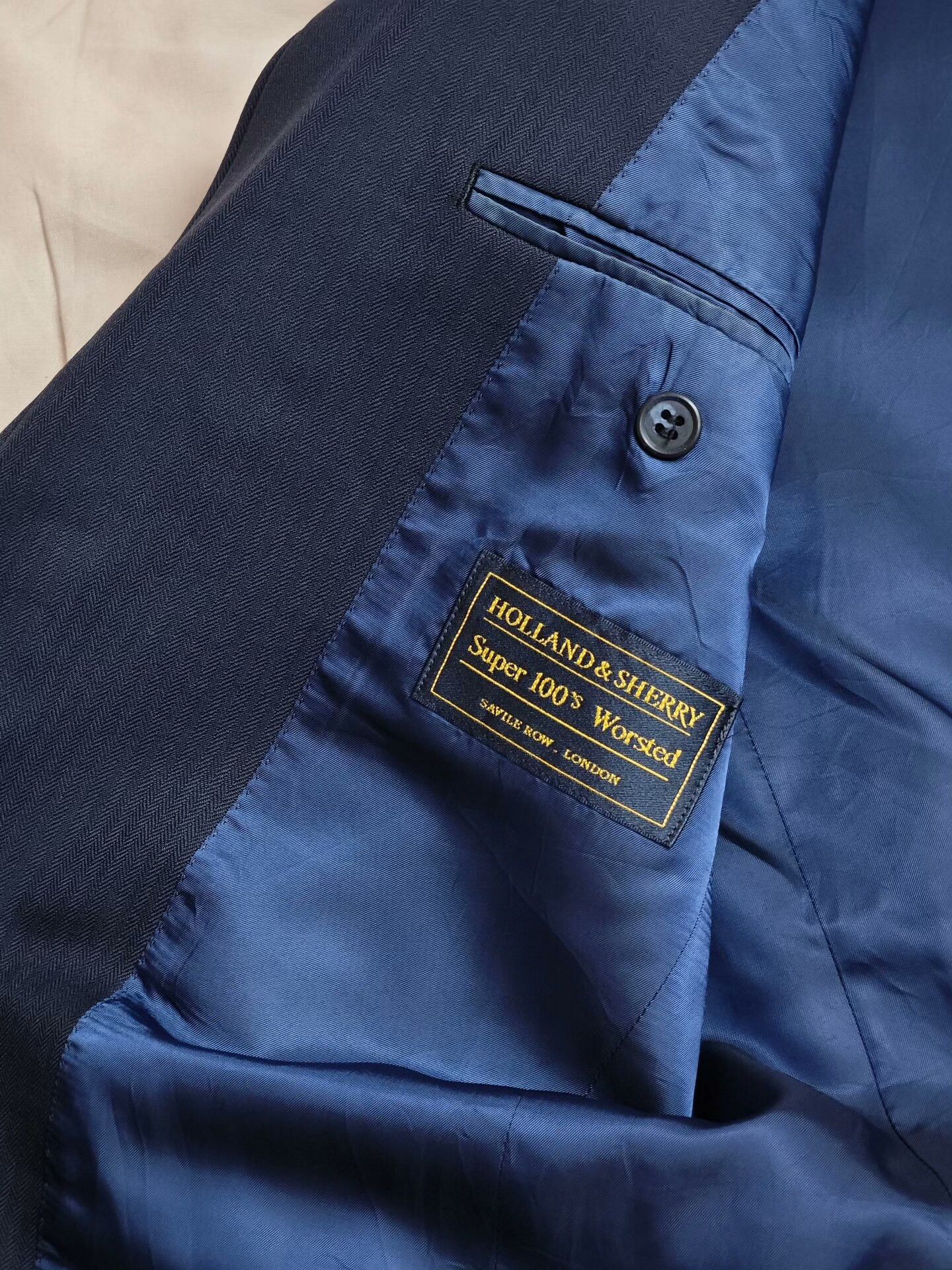 Holland & Sherry Custom Navy Wool Suit Jacket Size US S / EU 44-46 / 1 - 7 Thumbnail