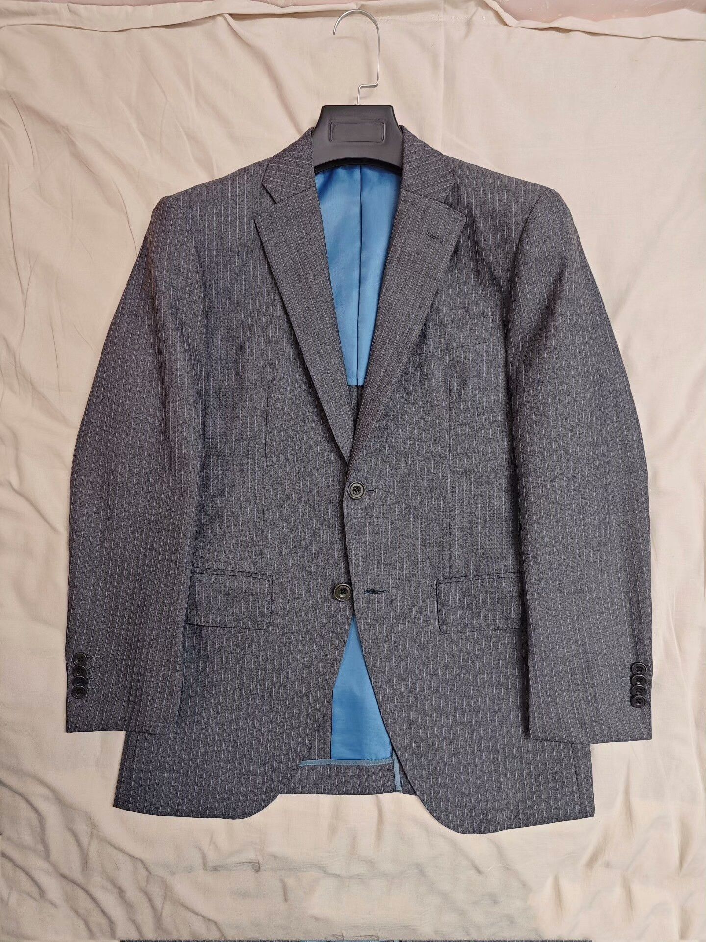Holland & Sherry Custom Gray Striped Wool Suit Jacket Size US M / EU 48-50 / 2 - 5 Thumbnail