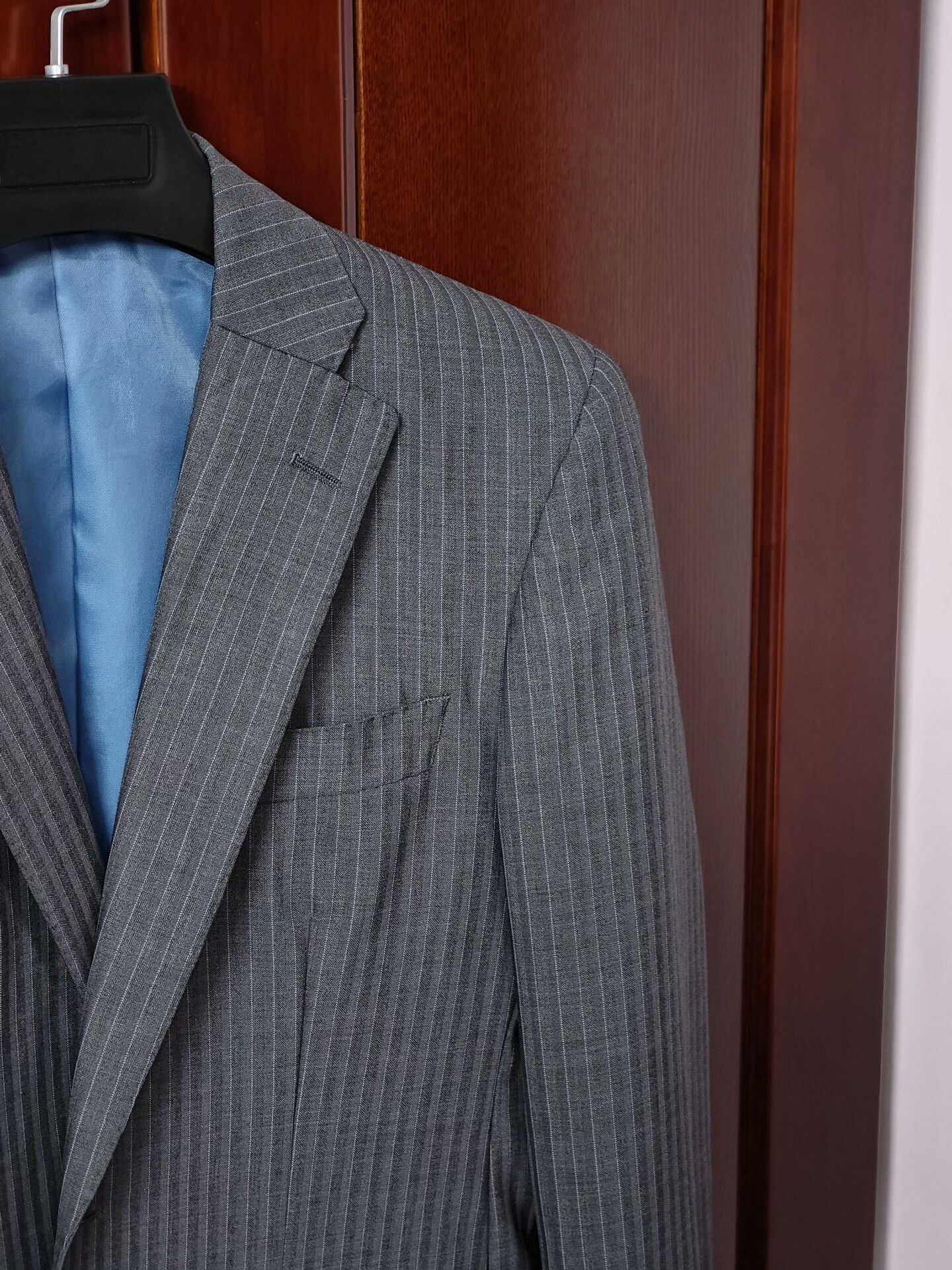 Holland & Sherry Custom Gray Striped Wool Suit Jacket Size US M / EU 48-50 / 2 - 2 Thumbnail