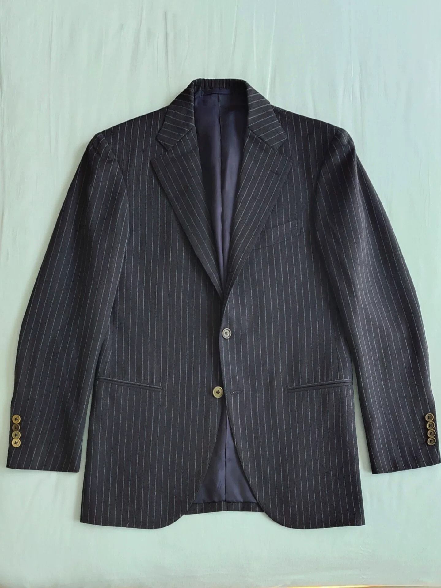 Ermenegildo Zegna Japanese Wool Pinstripe Suit Jacket Size US M / EU 48-50 / 2 - 2 Thumbnail