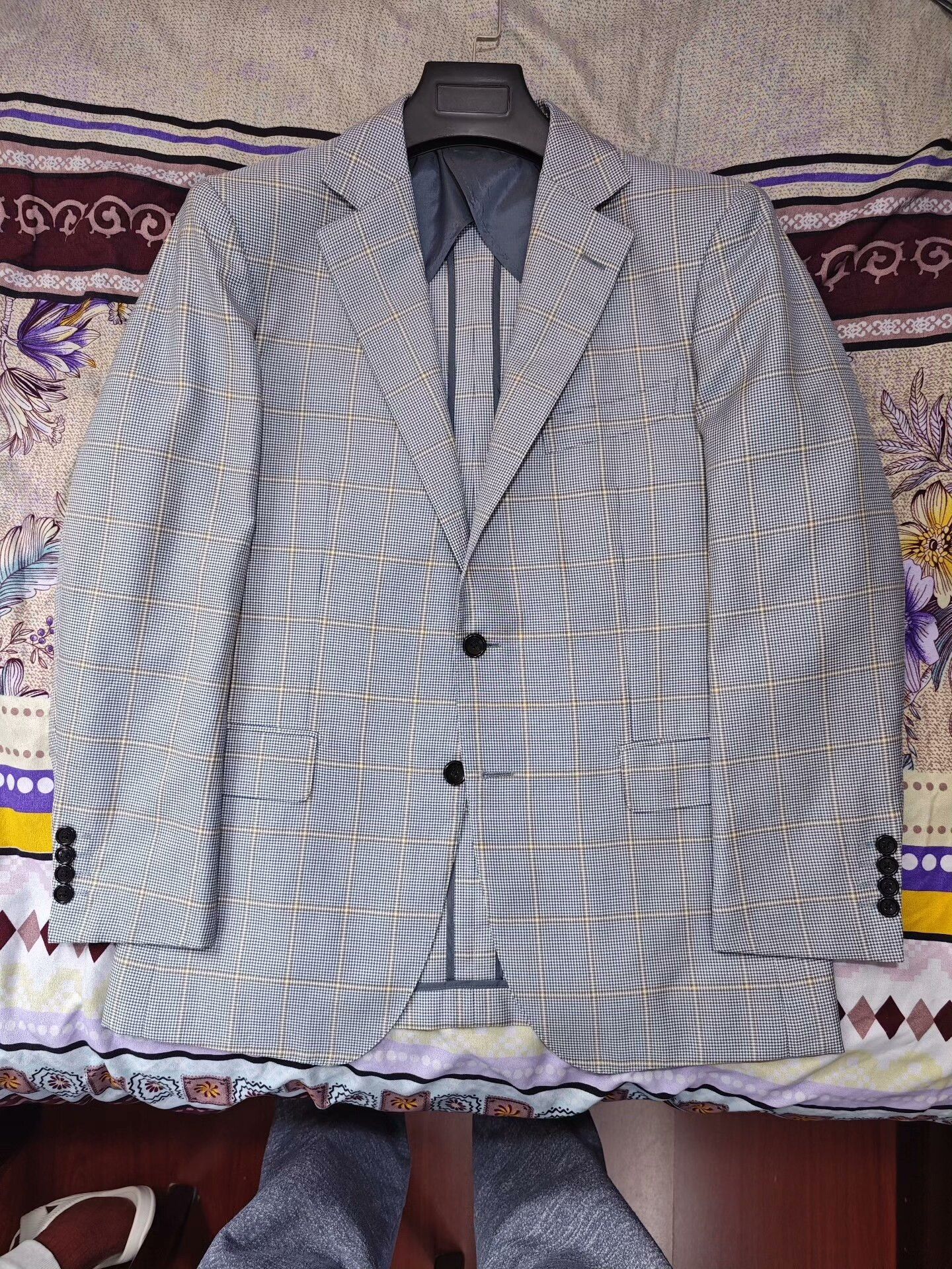 Ede & Ravenscroft Stylish Blue Check Wool-Silk Suit Size US M / EU 48-50 / 2 - 5 Thumbnail