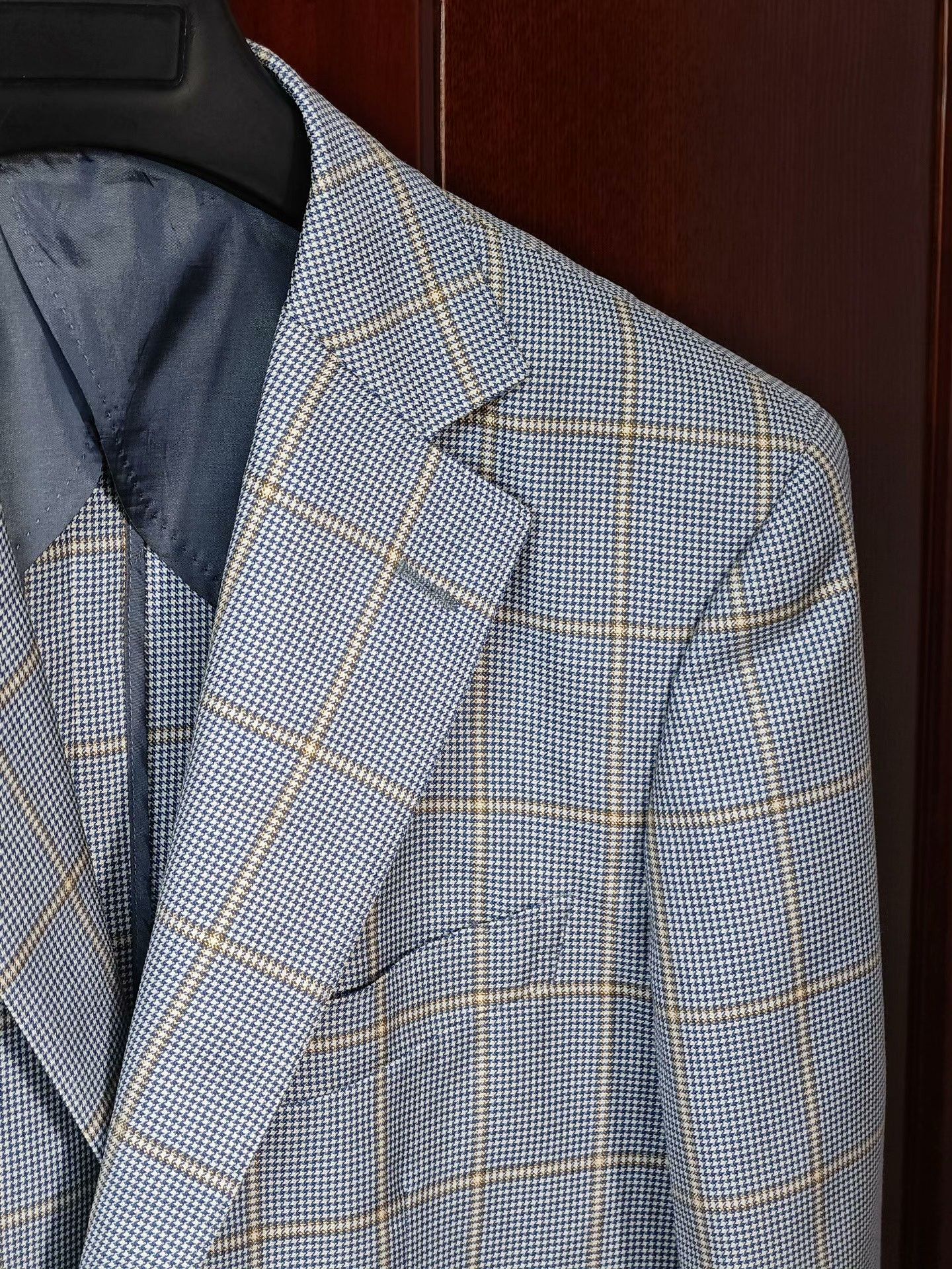 Ede & Ravenscroft Stylish Blue Check Wool-Silk Suit Size US M / EU 48-50 / 2 - 2 Thumbnail