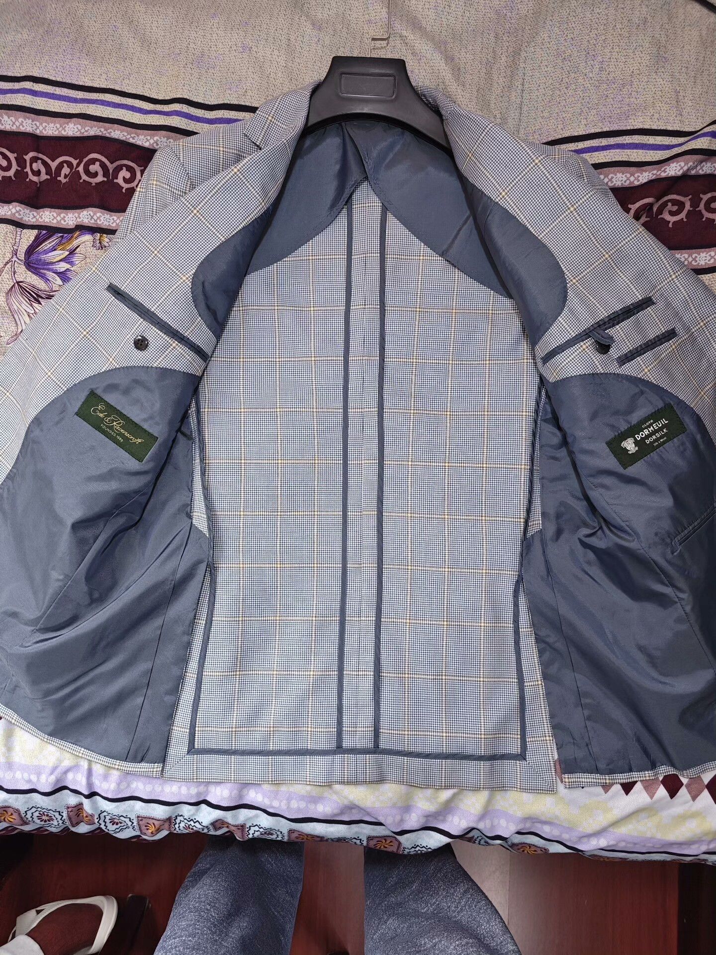 Ede & Ravenscroft Stylish Blue Check Wool-Silk Suit Size US M / EU 48-50 / 2 - 6 Thumbnail