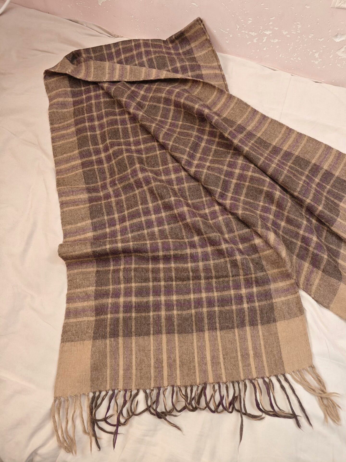 Agnona AGNONA Alpaca Wool Scarf in Brown Plaid Size ONE SIZE - 2 Thumbnail