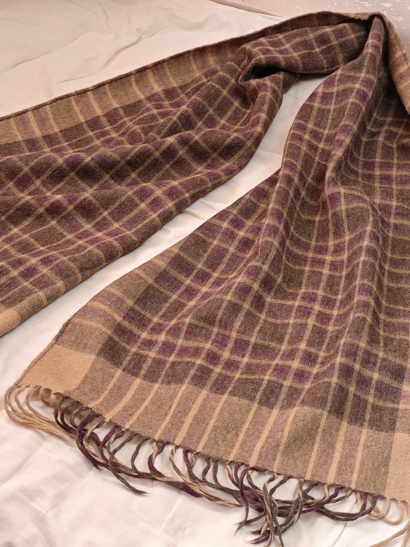 Agnona AGNONA Alpaca Wool Scarf in Brown Plaid Size ONE SIZE - 4 Thumbnail
