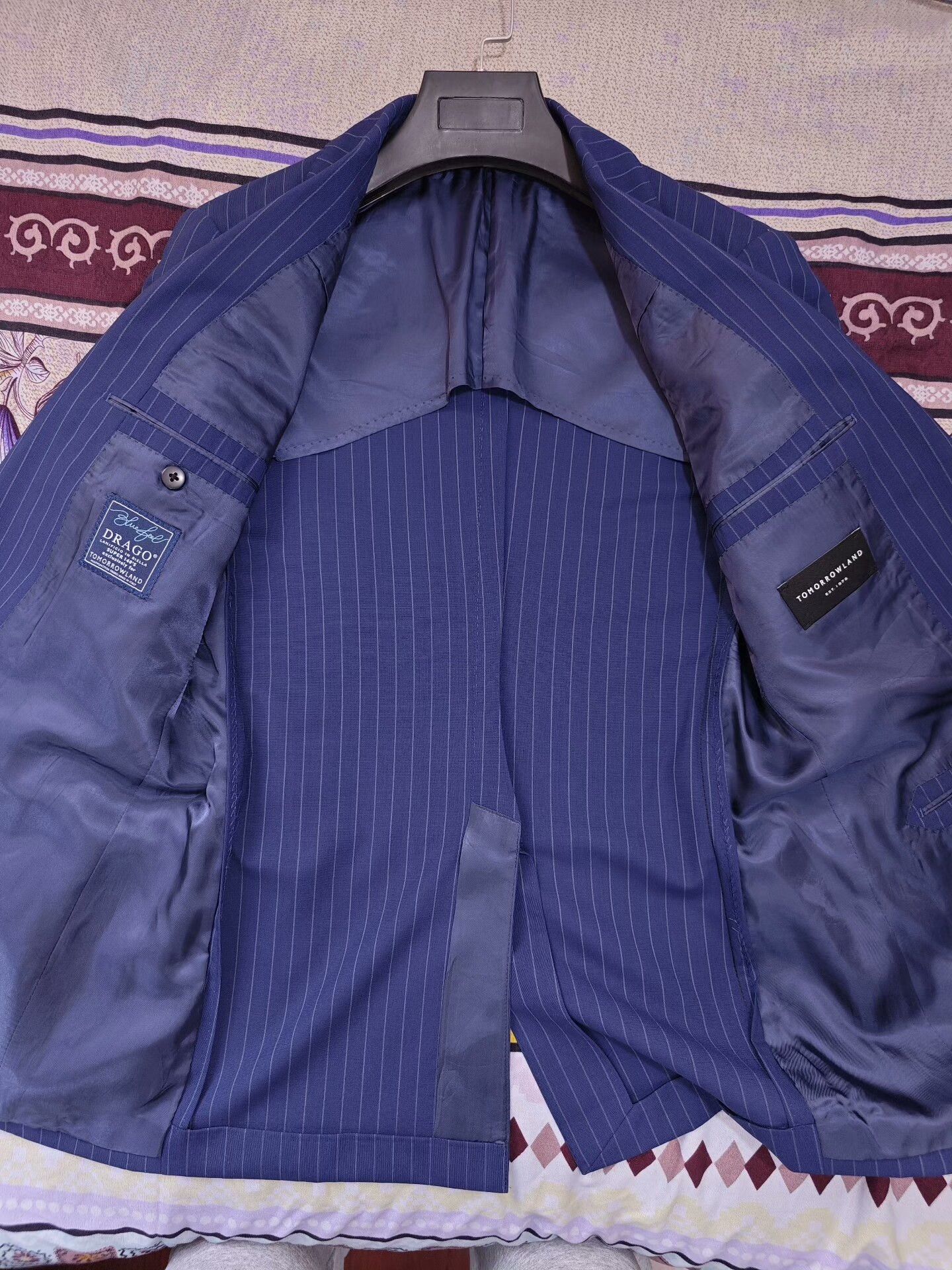 Tomorrowland Italian Drago Wool Suit in Blue Stripe Size US M / EU 48-50 / 2 - 6 Thumbnail